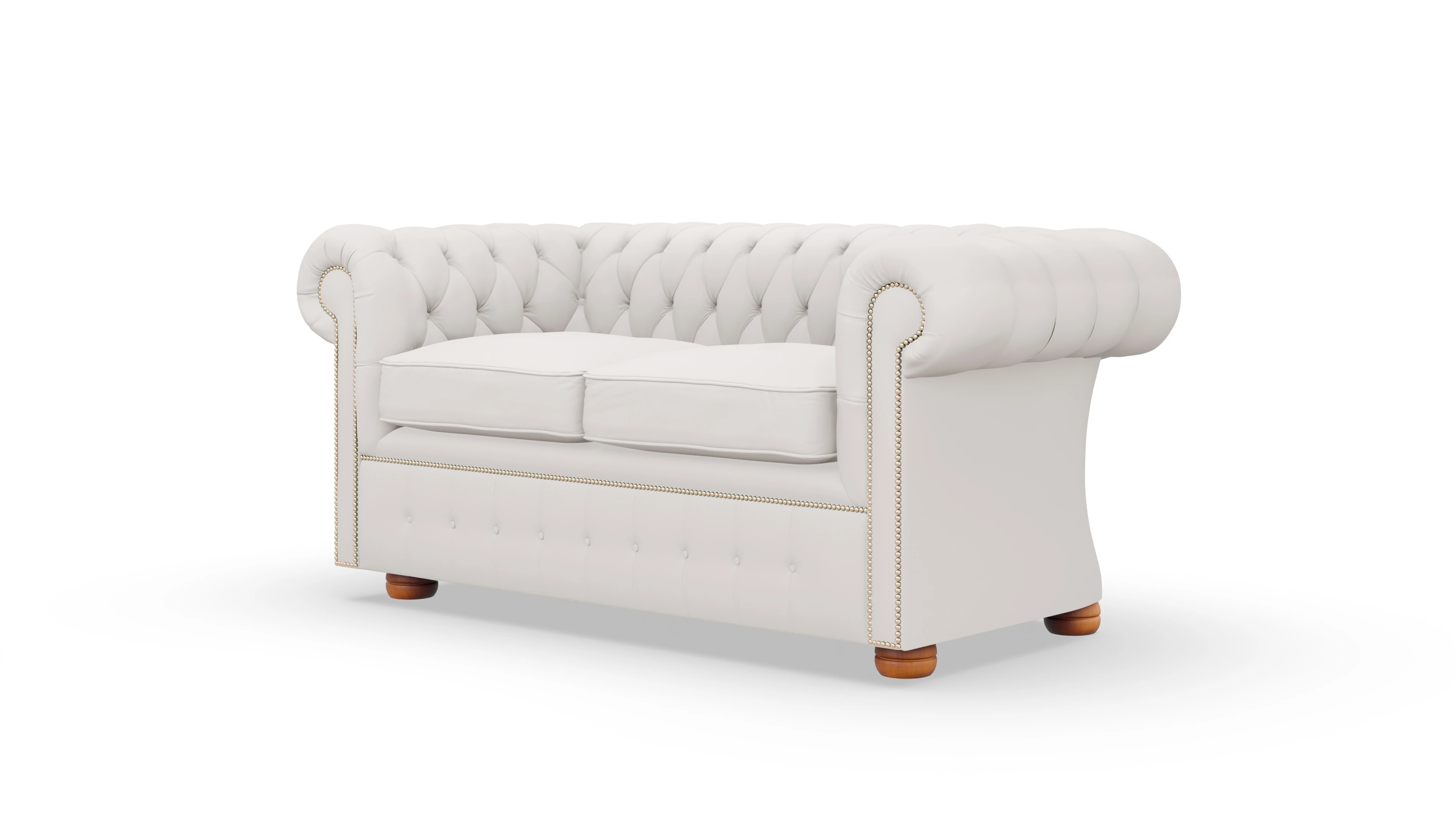 Schlafsofa Devon im Chesterfield-Stil Ansicht des Produktes Devon 2-Sitzer in Leder weiß