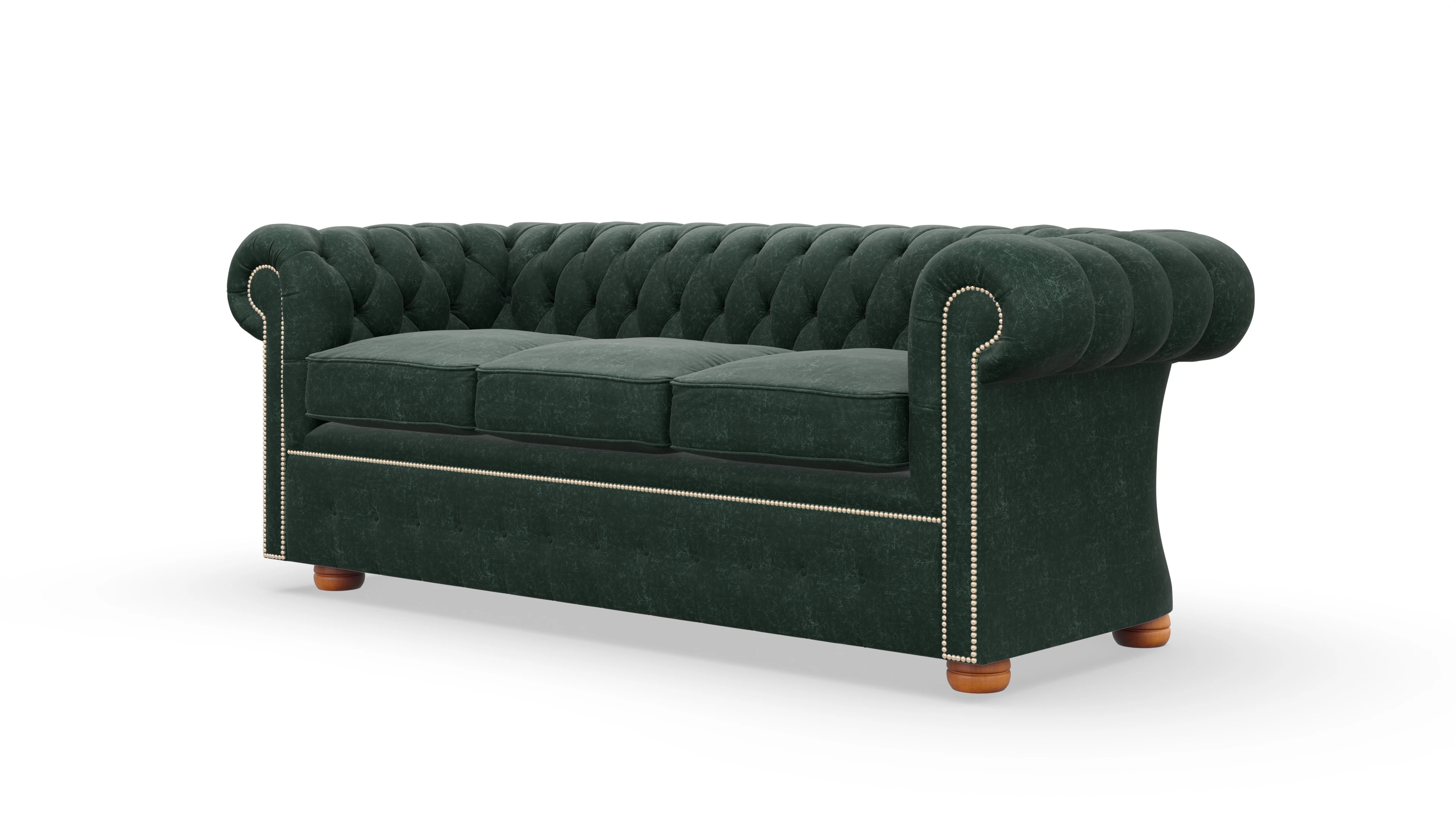 Samtschlafsofa Devon im Chesterfield-Stil Ansicht des Produktes Devon 3-Sitzer in Samt weiß