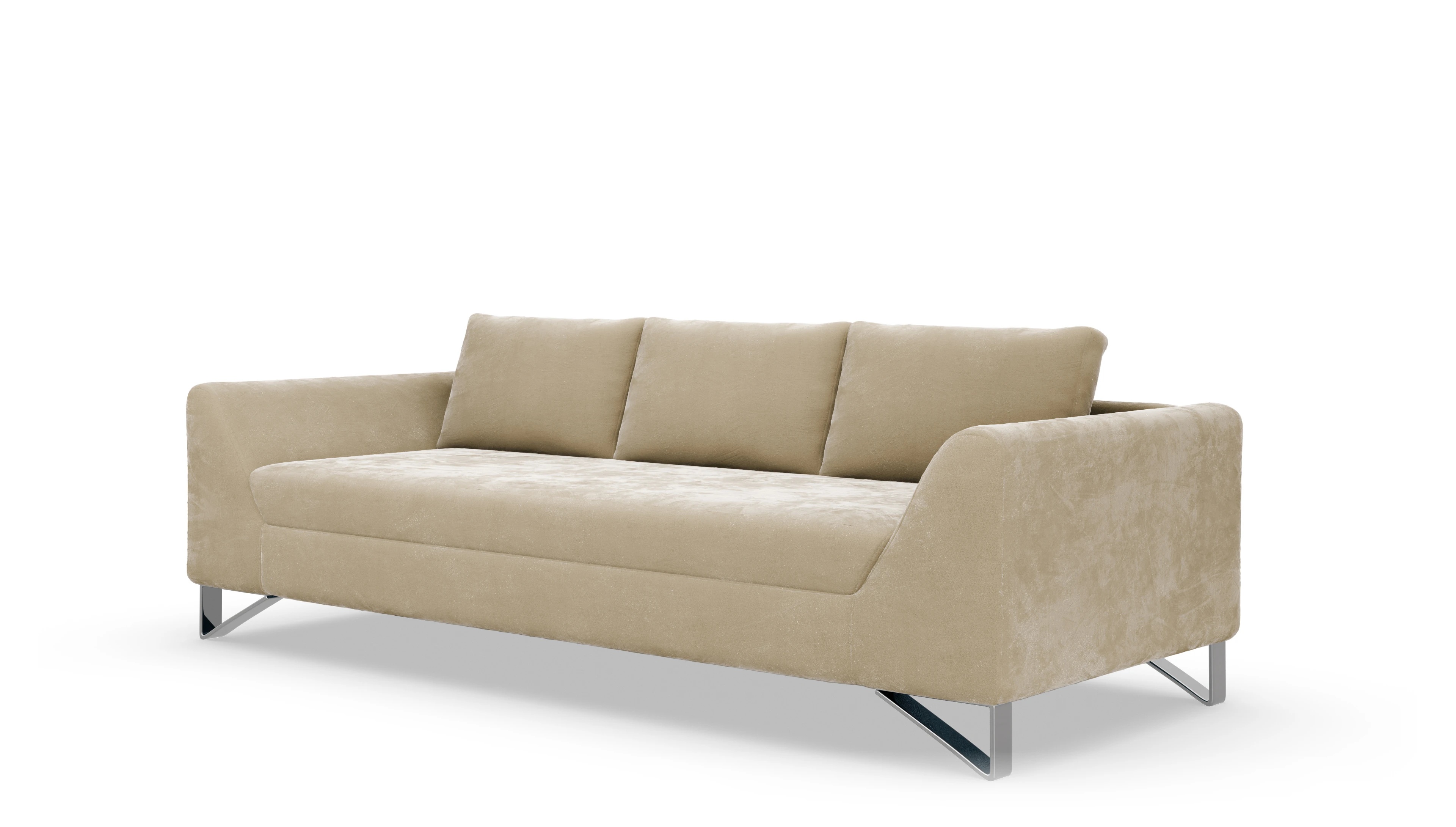 Designer-Sofa Vertice in Stoff Ansicht des Produktes Vertice 3-Sitzer in Samt weiß