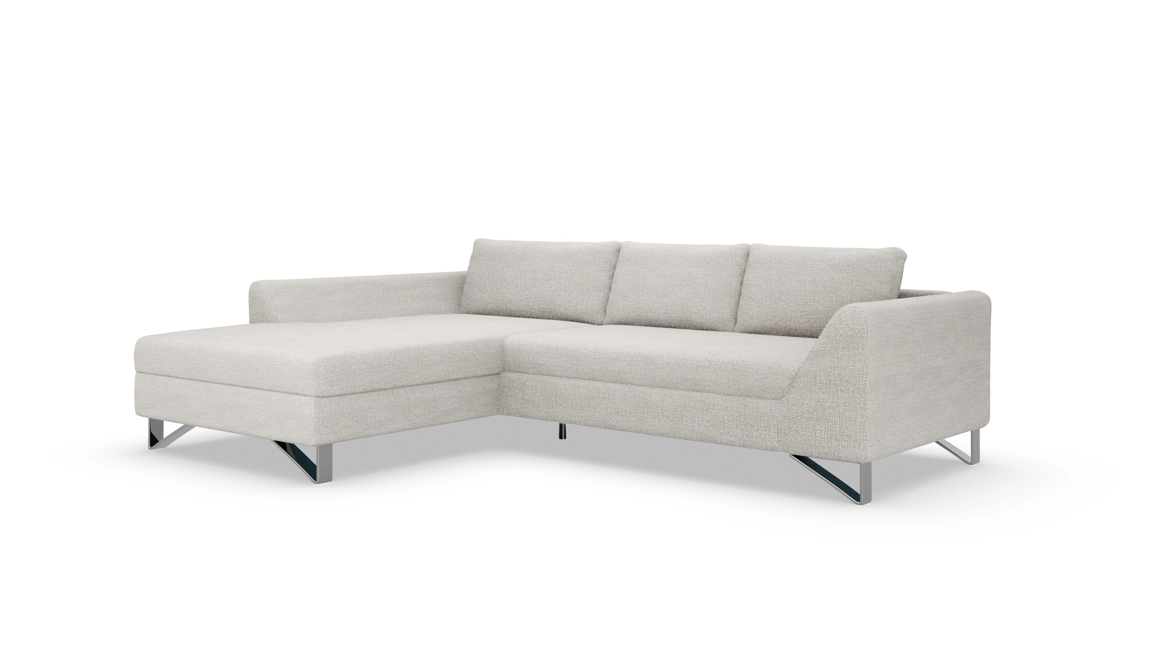 Designer-Sofa Vertice in Stoff Ansicht des Produktes Vertice Sofa mit Rec links in Stoff weiß