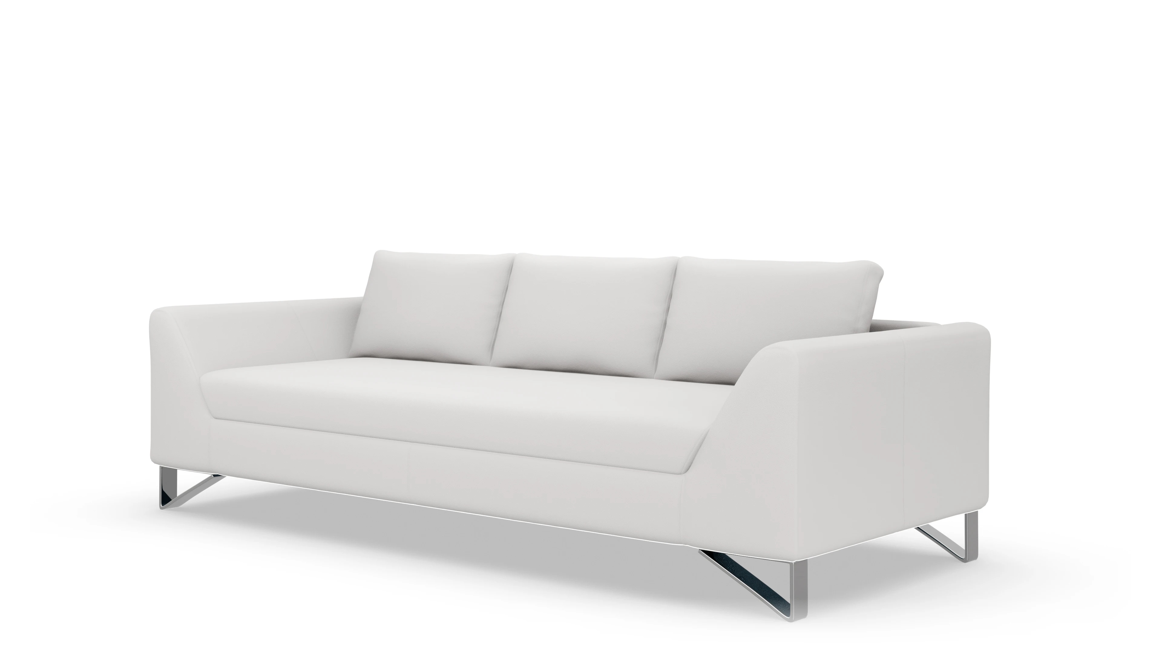 Designer-Sofa Vertice in Leder Ansicht des Produktes Vertice 3-Sitzer in Leder weiß