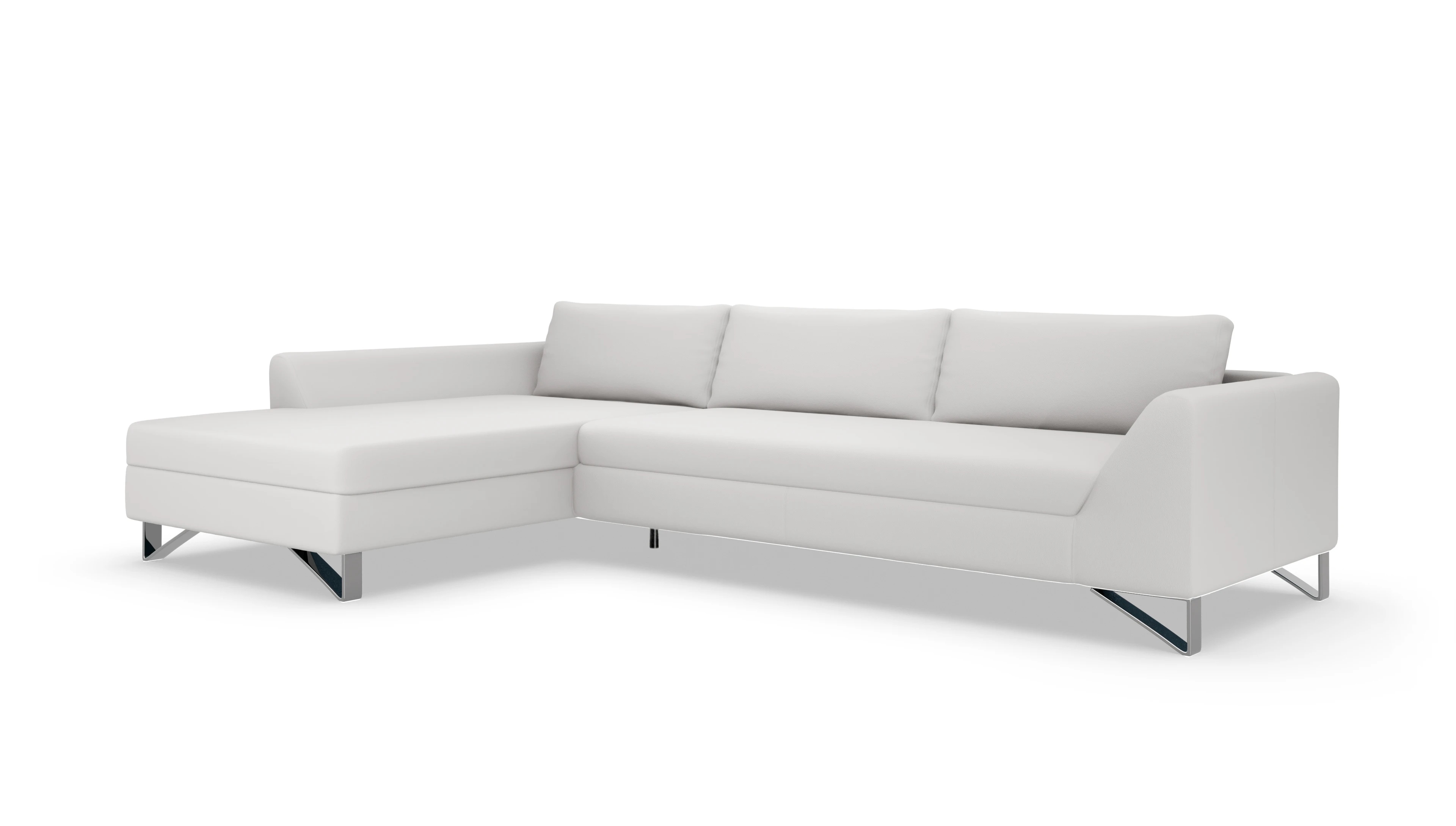 Designer-Sofa Vertice in Leder Ansicht des Produktes Vertice Sofa mit Rec links in Leder weiß