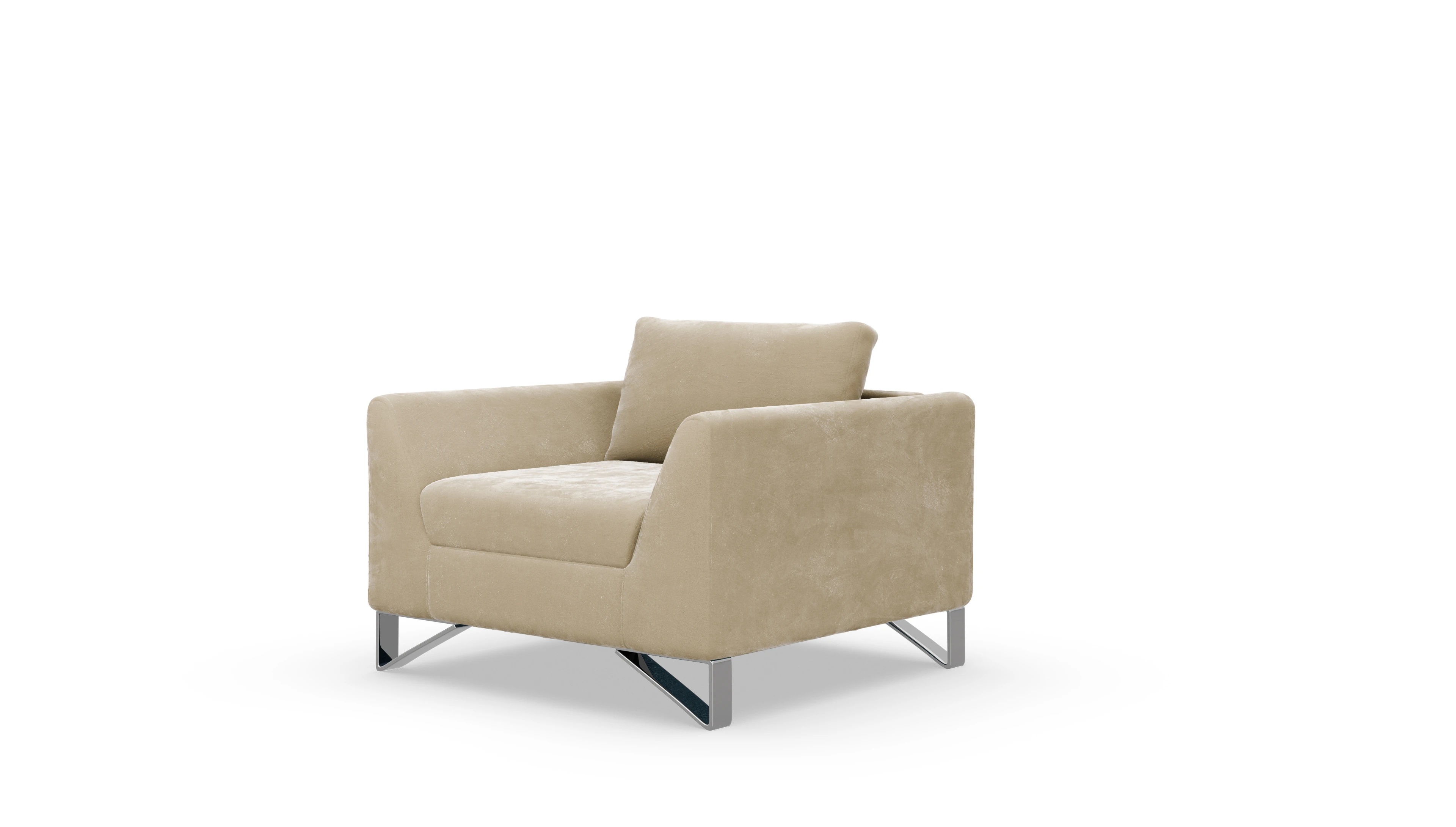Designer-Sessel Vertice in Stoff Ansicht des Produktes Vertice Sessel in Samt weiß