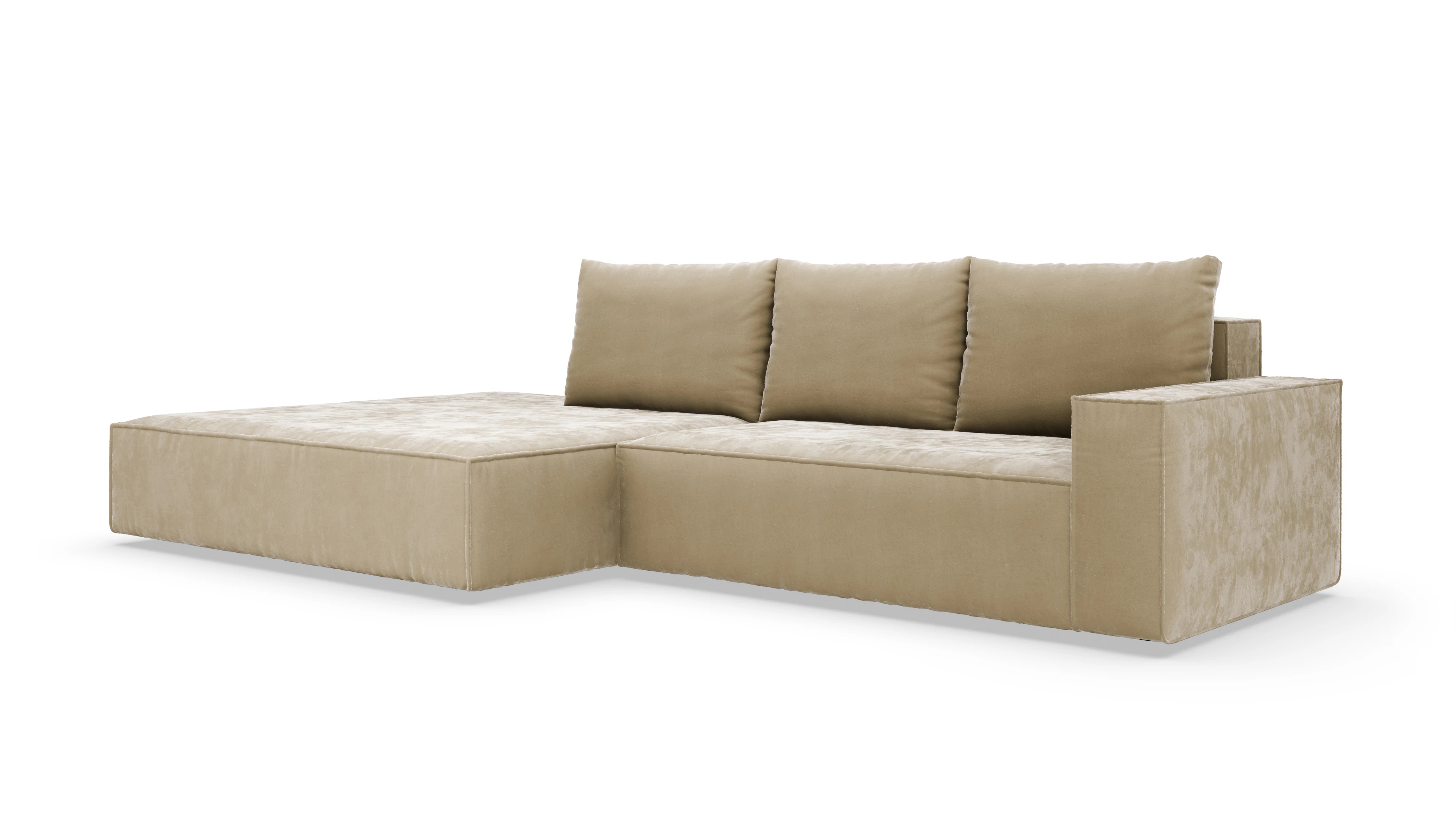 Designer-Sofa Cubo in Stoff Ansicht des Produktes Capara in Samt weiß