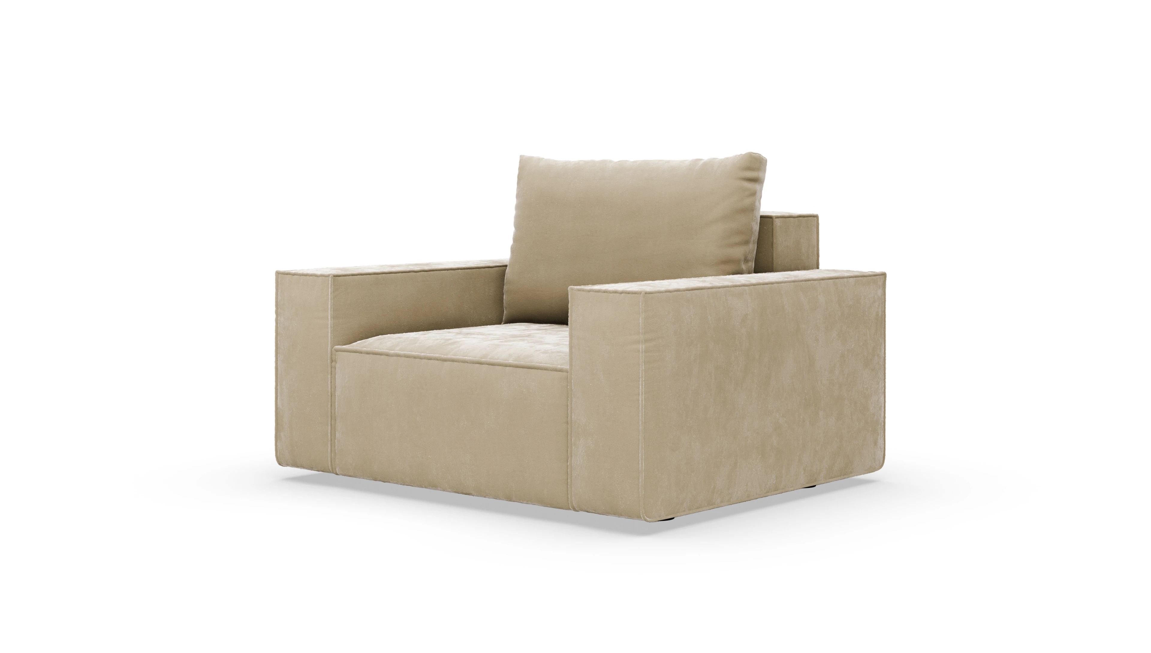 Designer-Sessel Cubo in Stoff Ansicht des Produktes Capara in Samt weiß