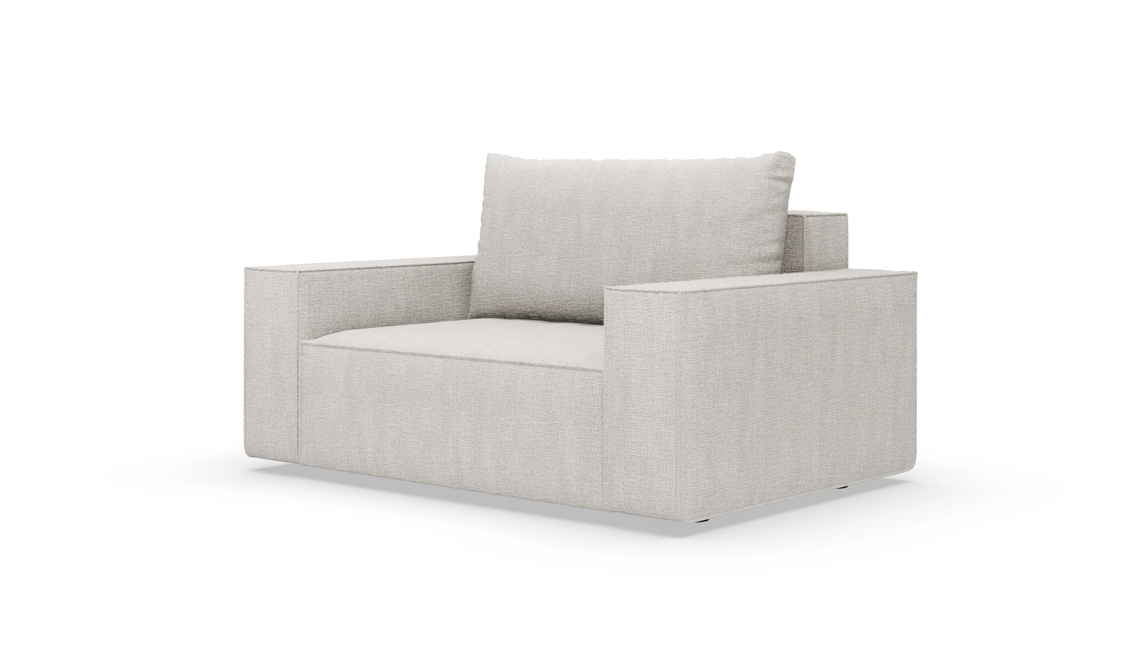 Designer-Sessel Cubo in Stoff Ansicht des Produktes Capara in Stoff weiß