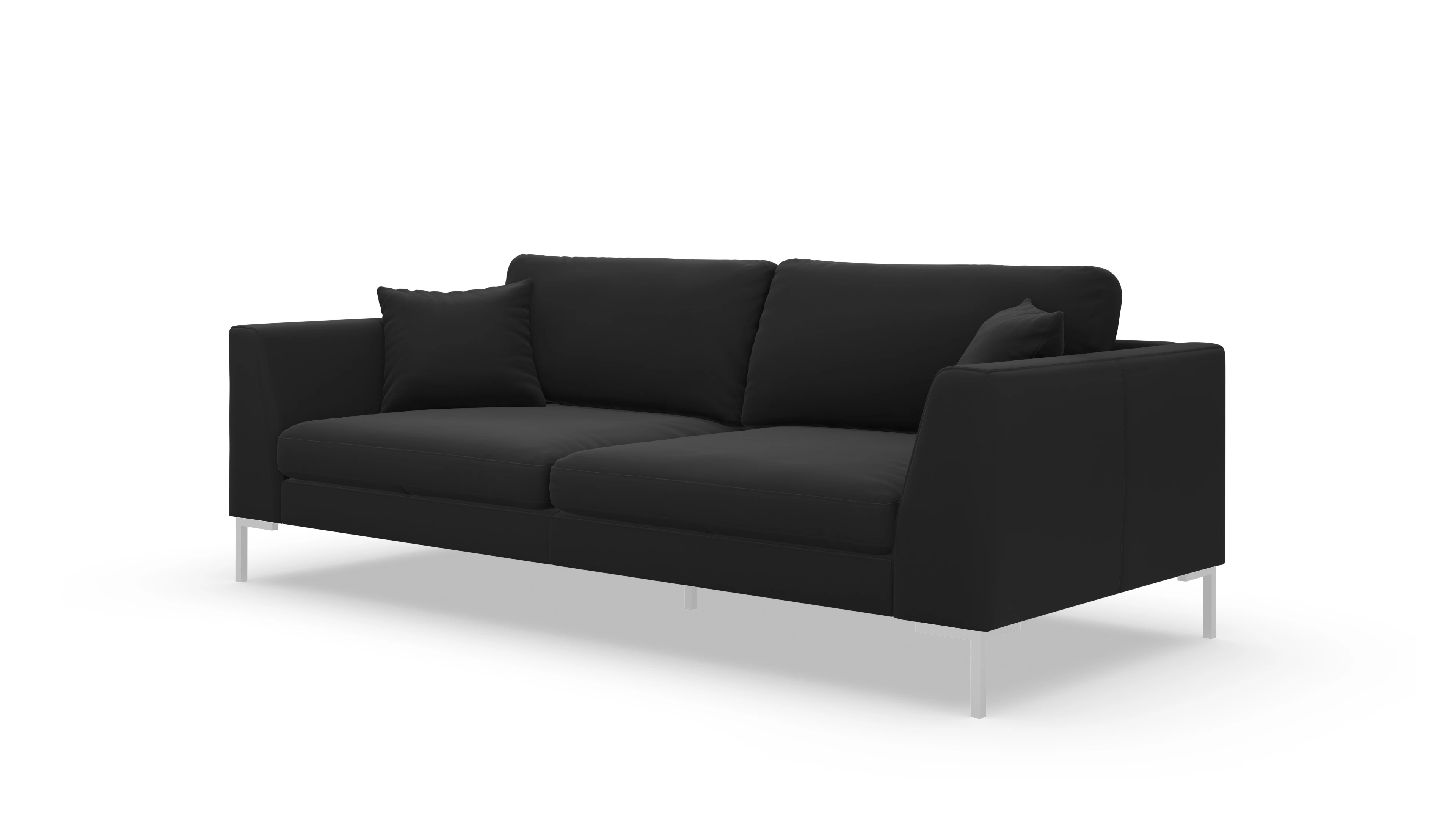 Ledersofa Larsen Ansicht des Produktes Larsen 3-Sitzer in Leder schwarz