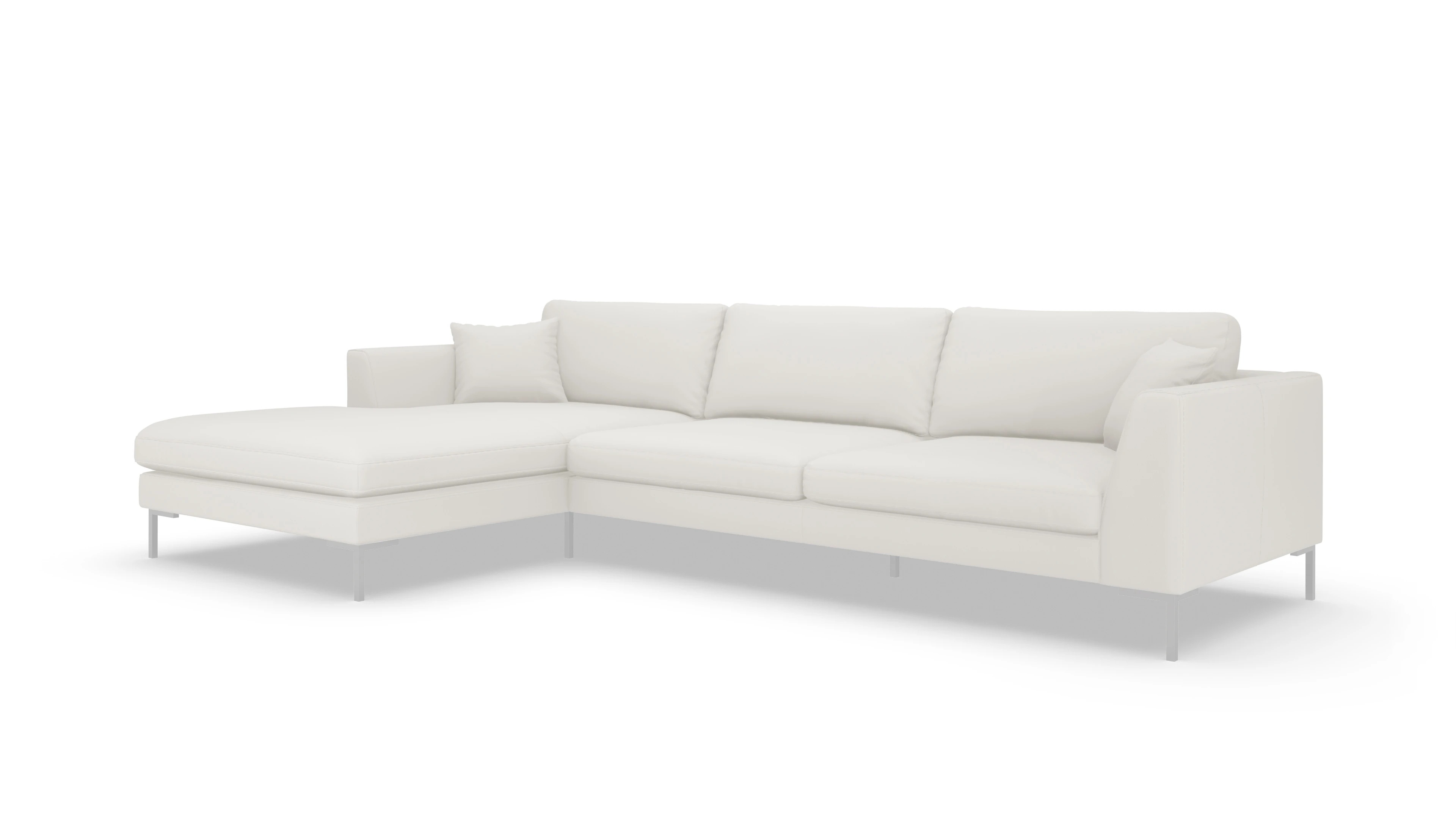 Ledersofa Larsen Ansicht des Produktes Larsen Sofa mit Rec links in Leder weiß