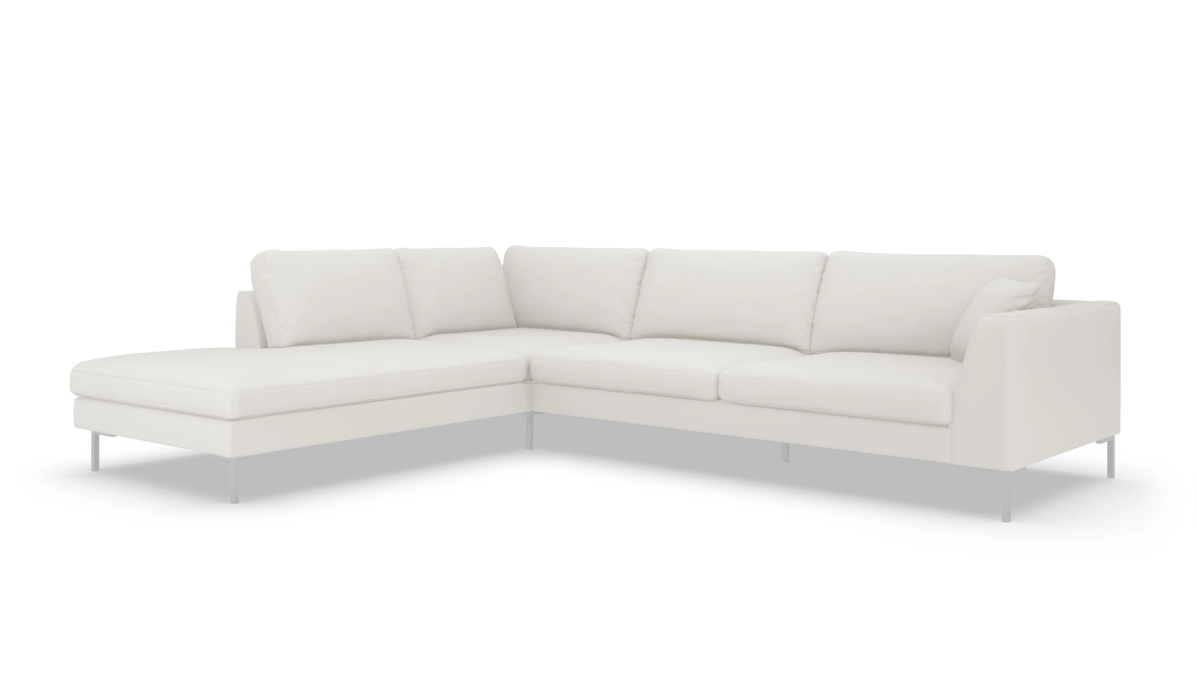 Ansicht des Produktes Larsen Sofa mit Ottomane links in Leder weiß