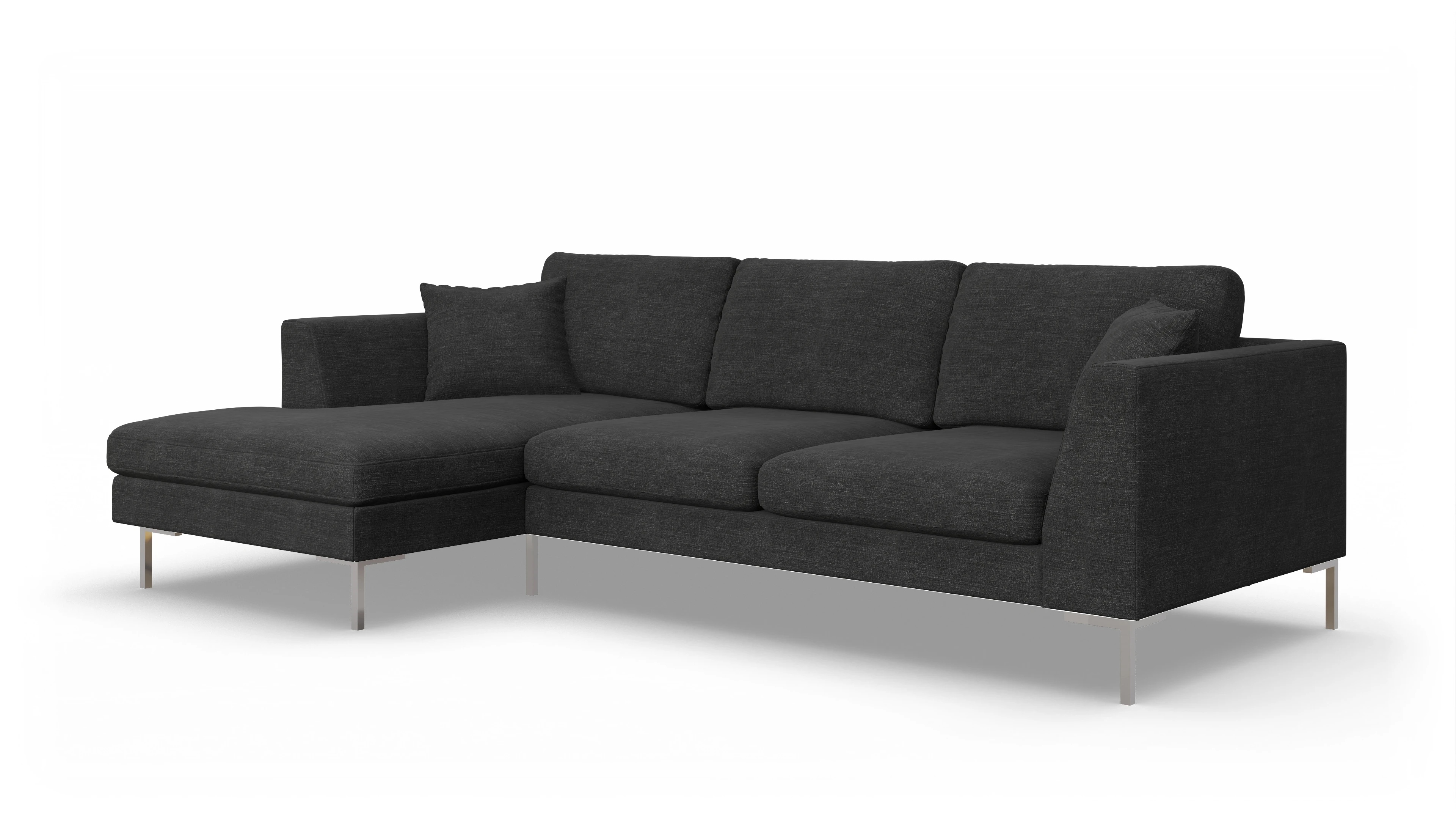 Ansicht des Produktes Larsen Sofa mit Rec links in Stoff schwarz