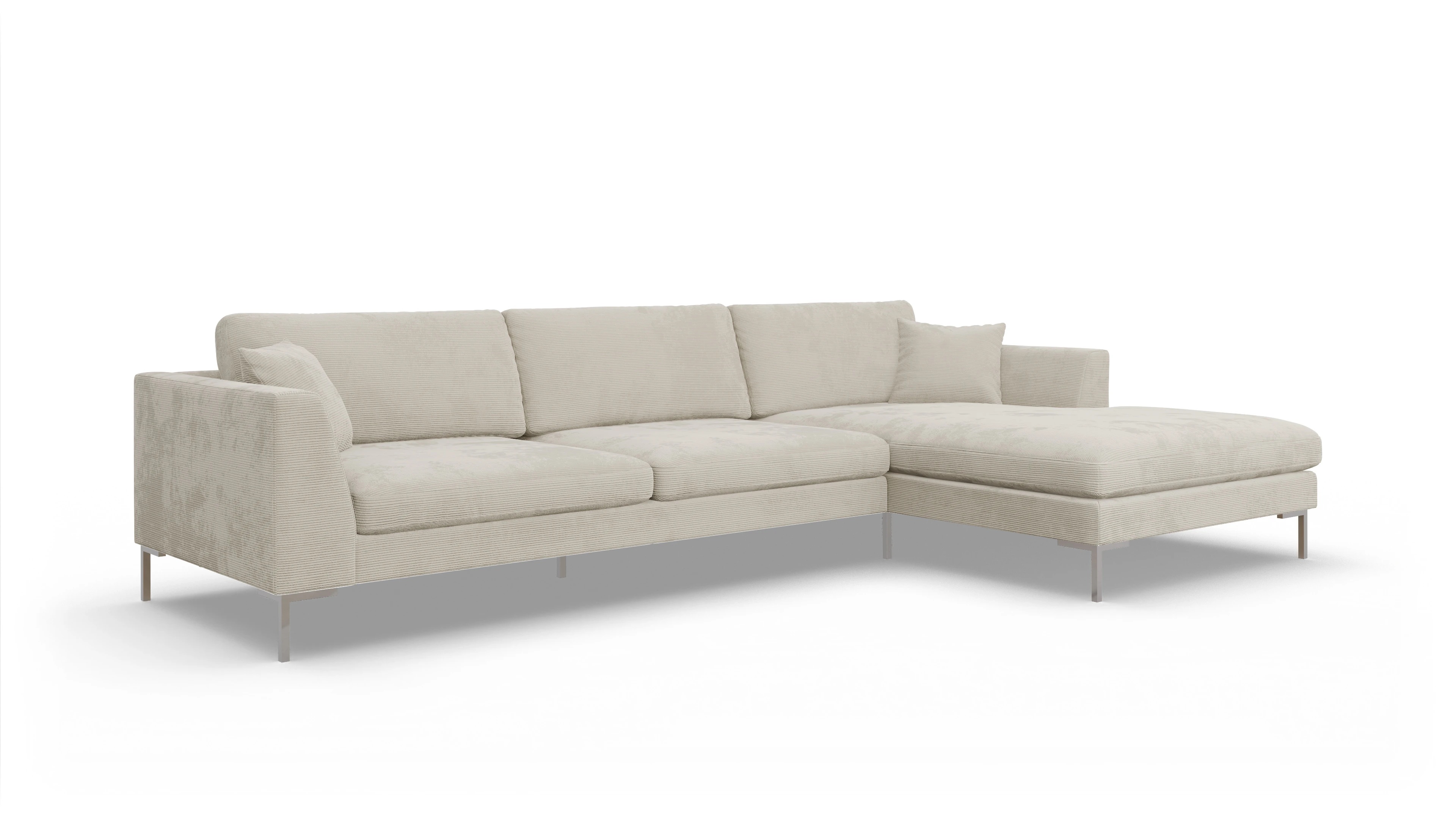 Ansicht des Produktes Larsen Sofa mit Rec rechts in Cord weiß