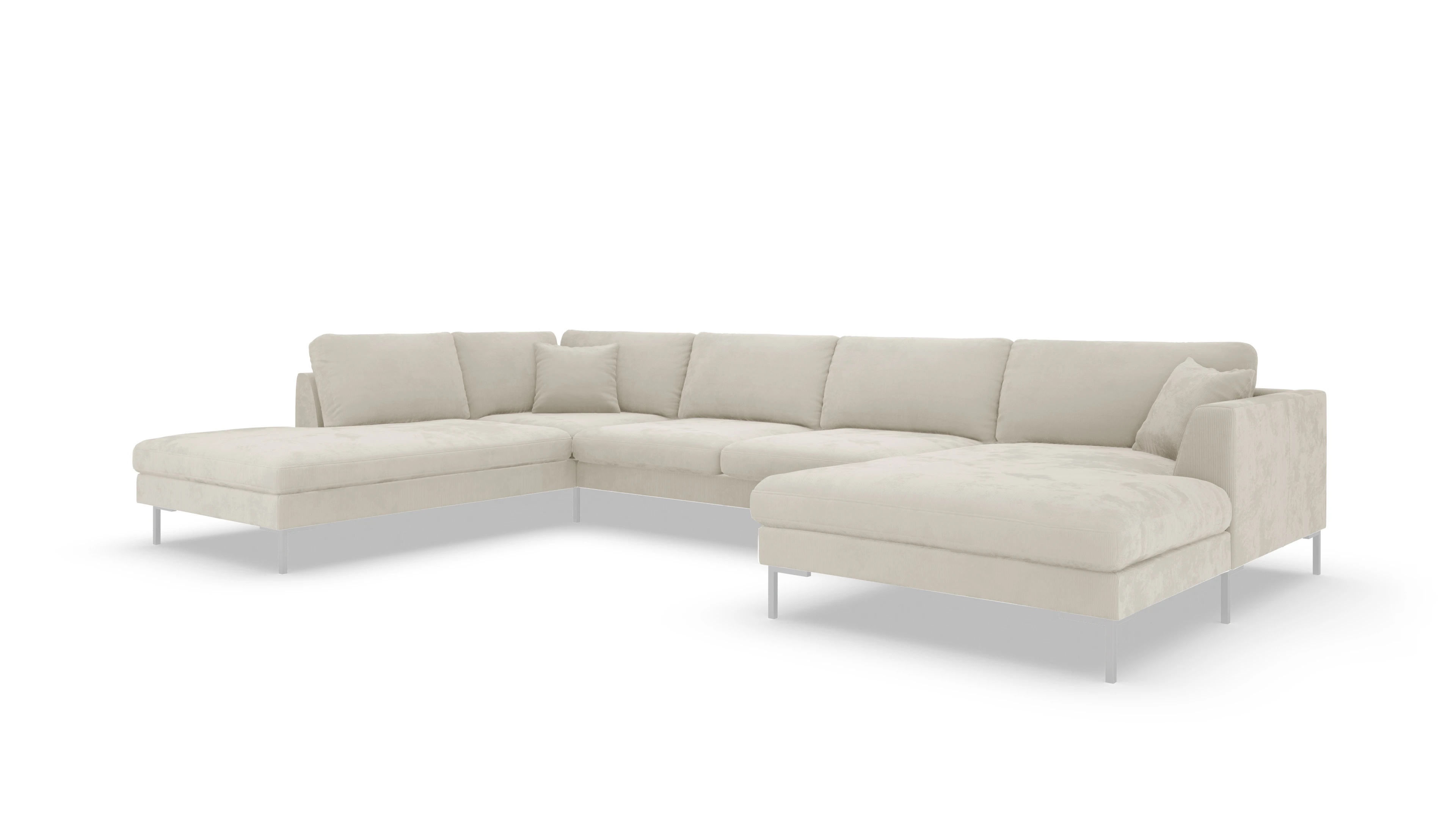 Designer-Sofa Larsen in Stoff Ansicht des Produktes Larsen Ecksofa Links in Cord weiß