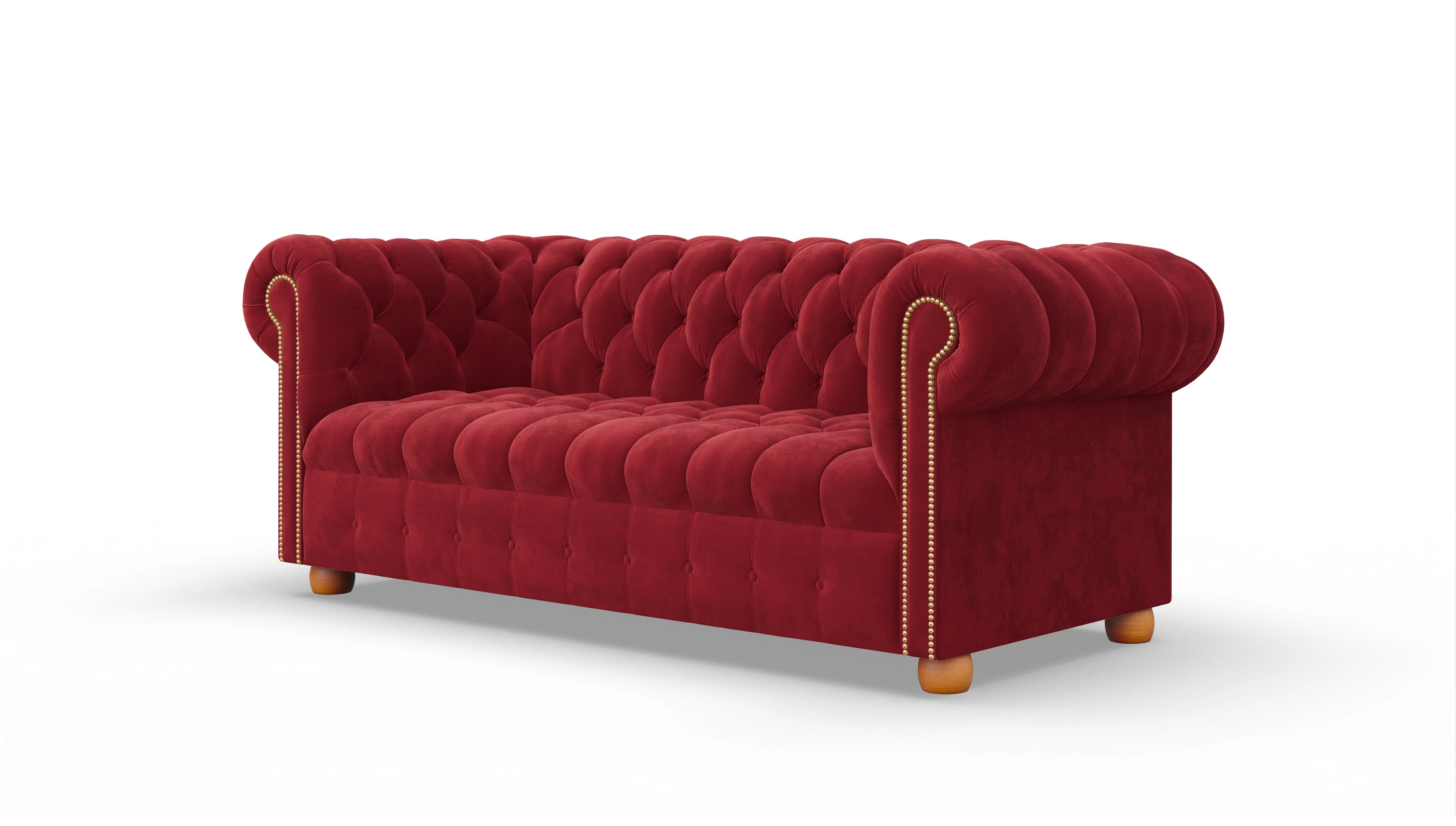 Chesterfield Samtsofa Bingley Ansicht des Produktes Bingley 3-Sitzer in Samt rot