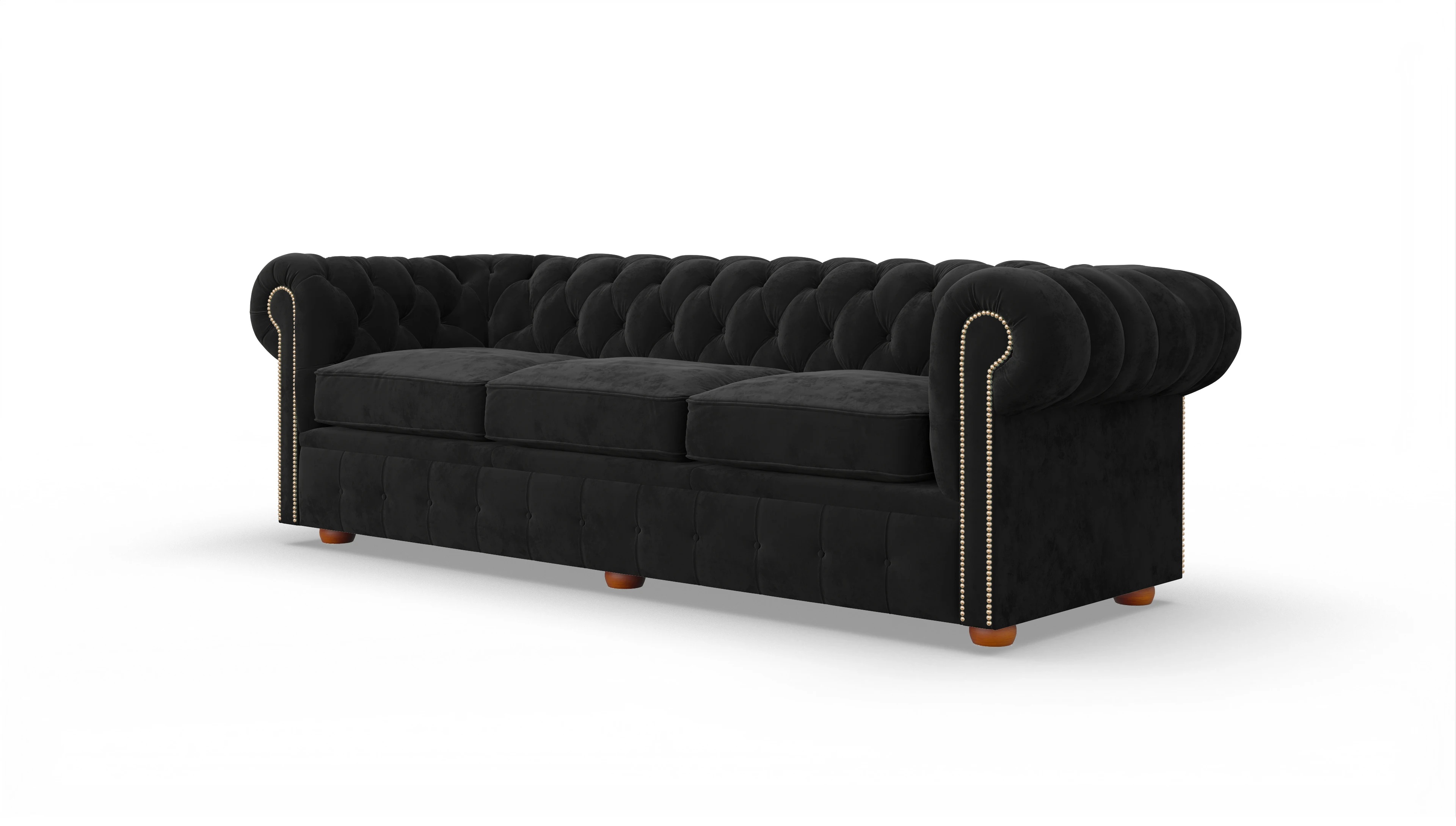 Chesterfield Samtsofa Brighton Ansicht des Produktes Brighton 4-Sitzer in Samt schwarz