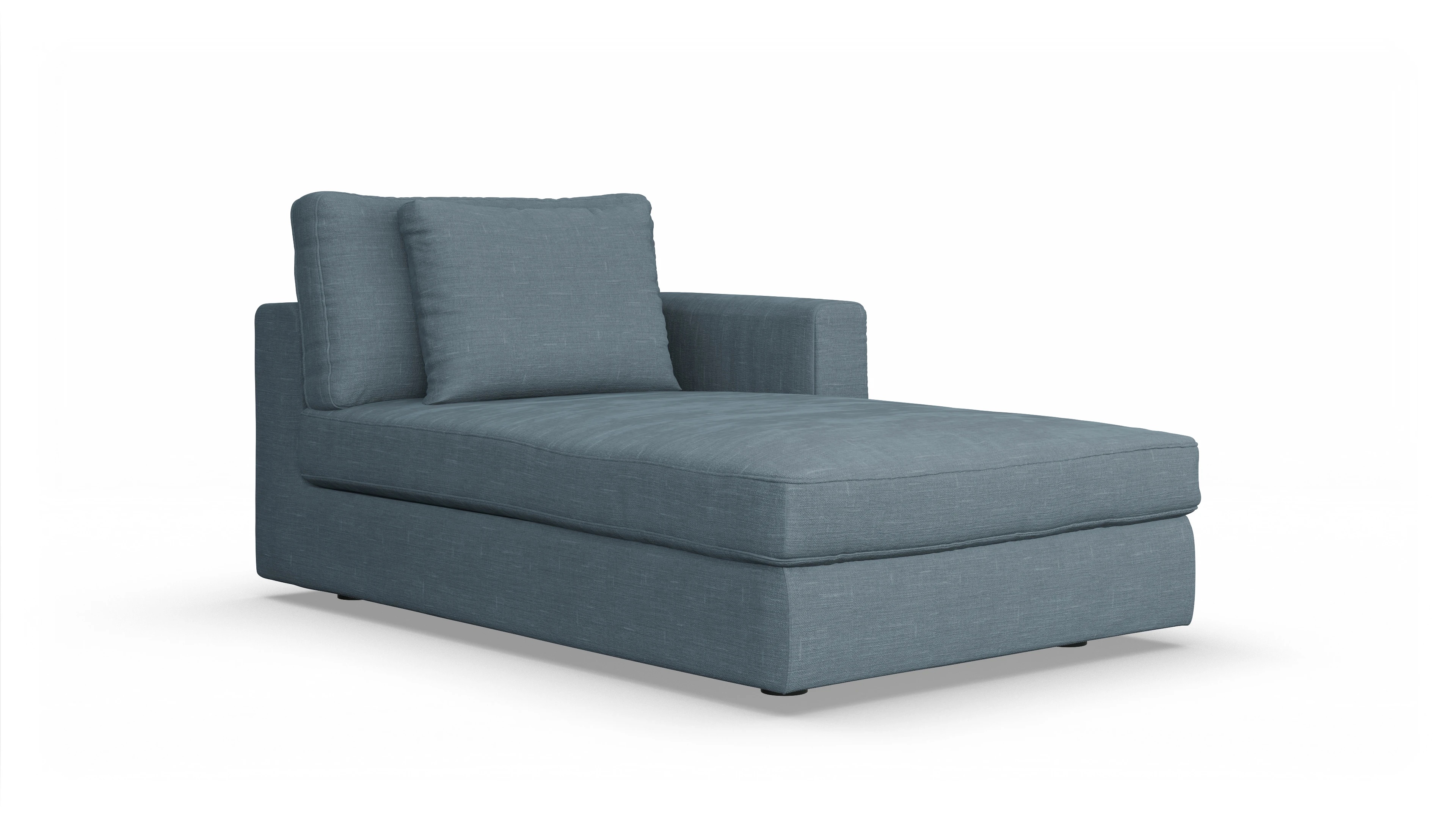 Sospiri Stoff-Récamiere Ansicht des Produktes Sospiri freistehende Récamiere rechts in Stoff blau