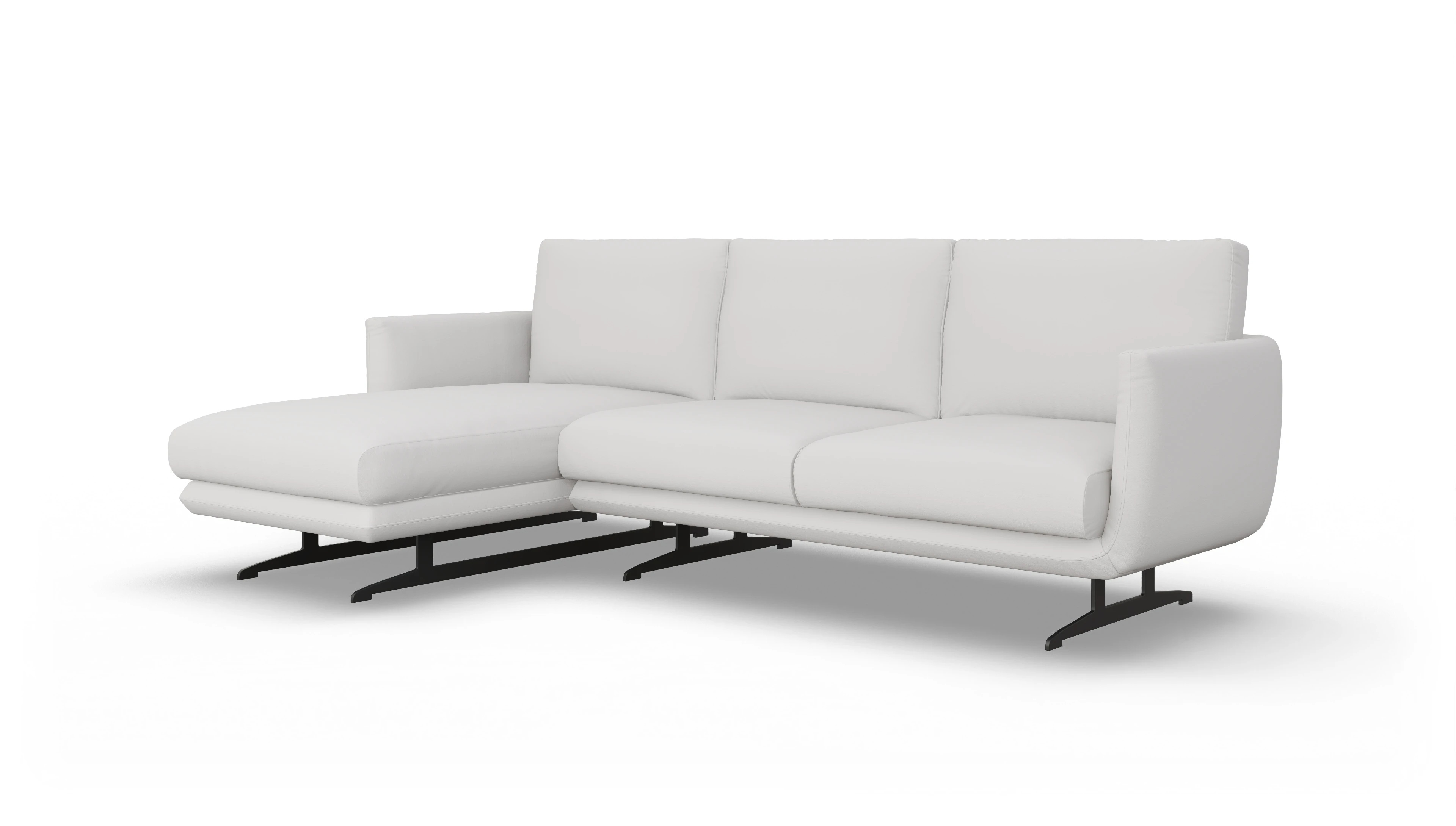 Designer-Ledersofa Boteri Ansicht des Produktes Boteri Sofa mit Rec links in Leder weiß