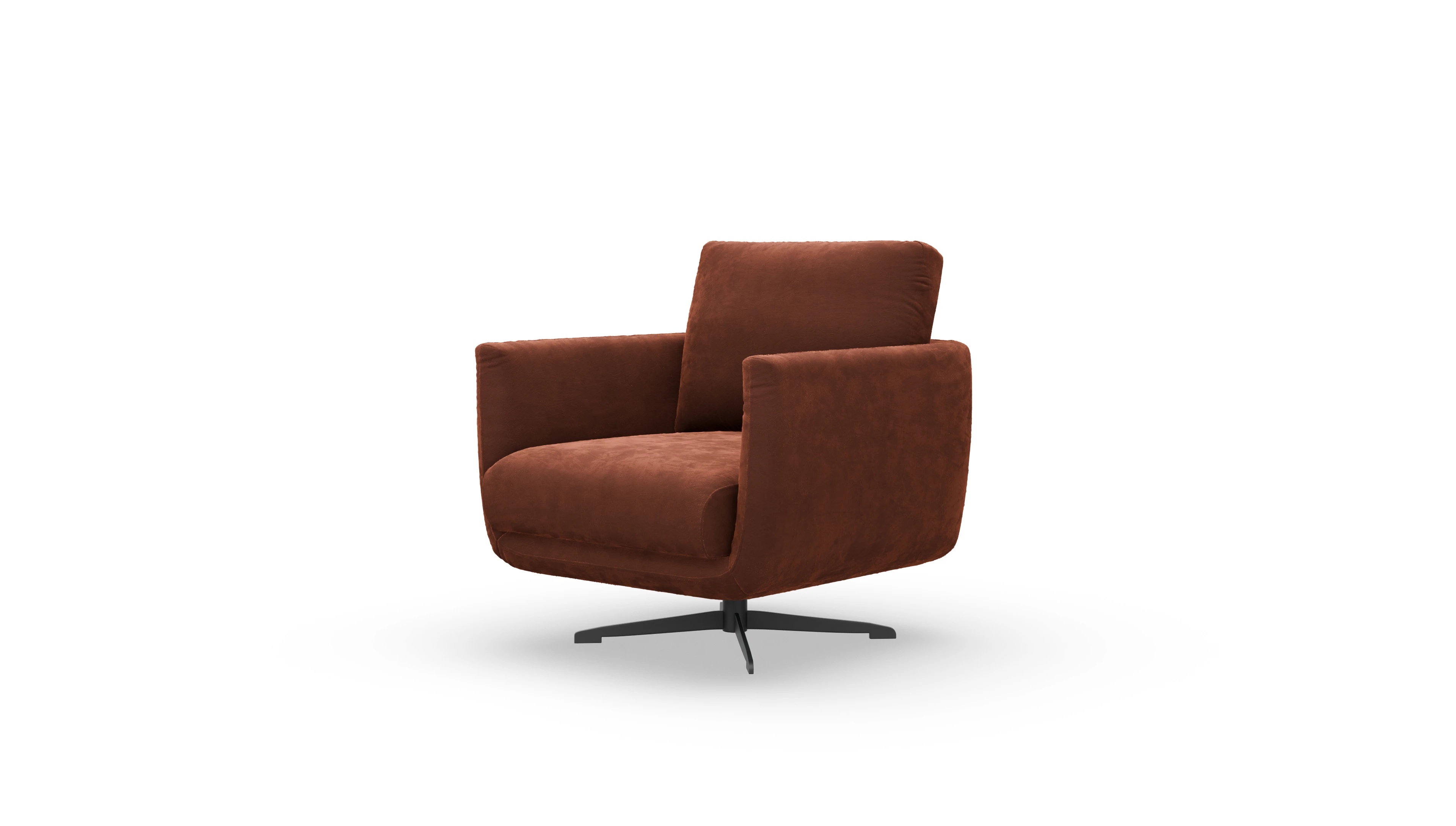 Designer-Sessel Boteri in Stoff Ansicht des Produktes Boteri Sessel in Samt orange