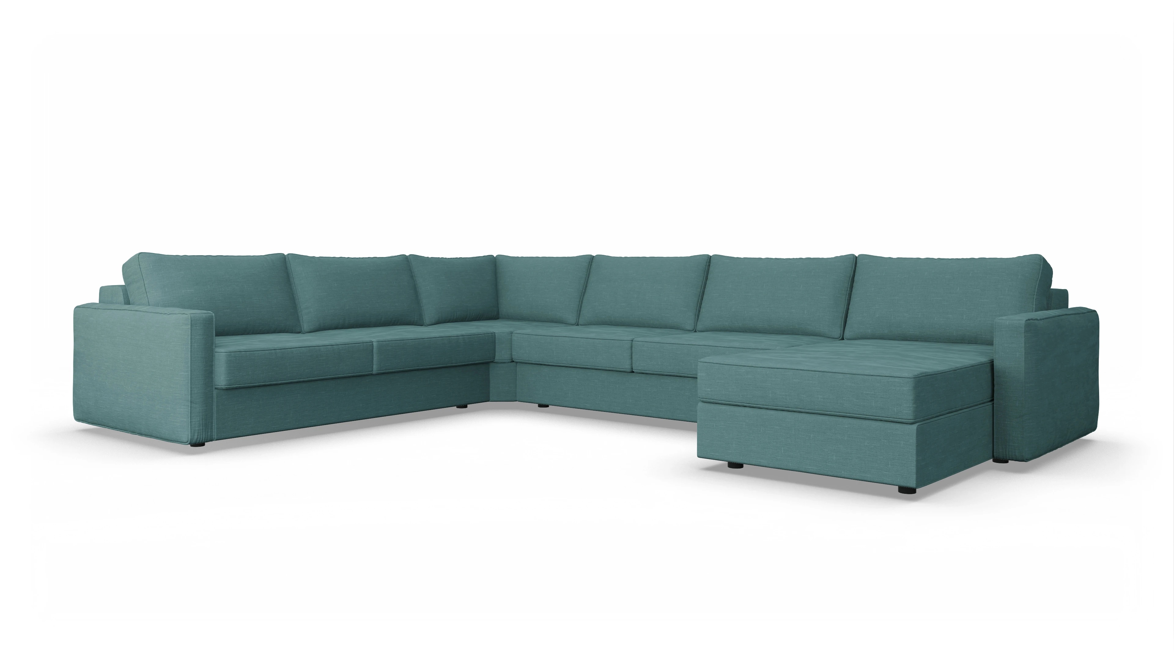 Design-Couch Ferali Ansicht des Produktes Ferali U-Form links in Stoff grün
