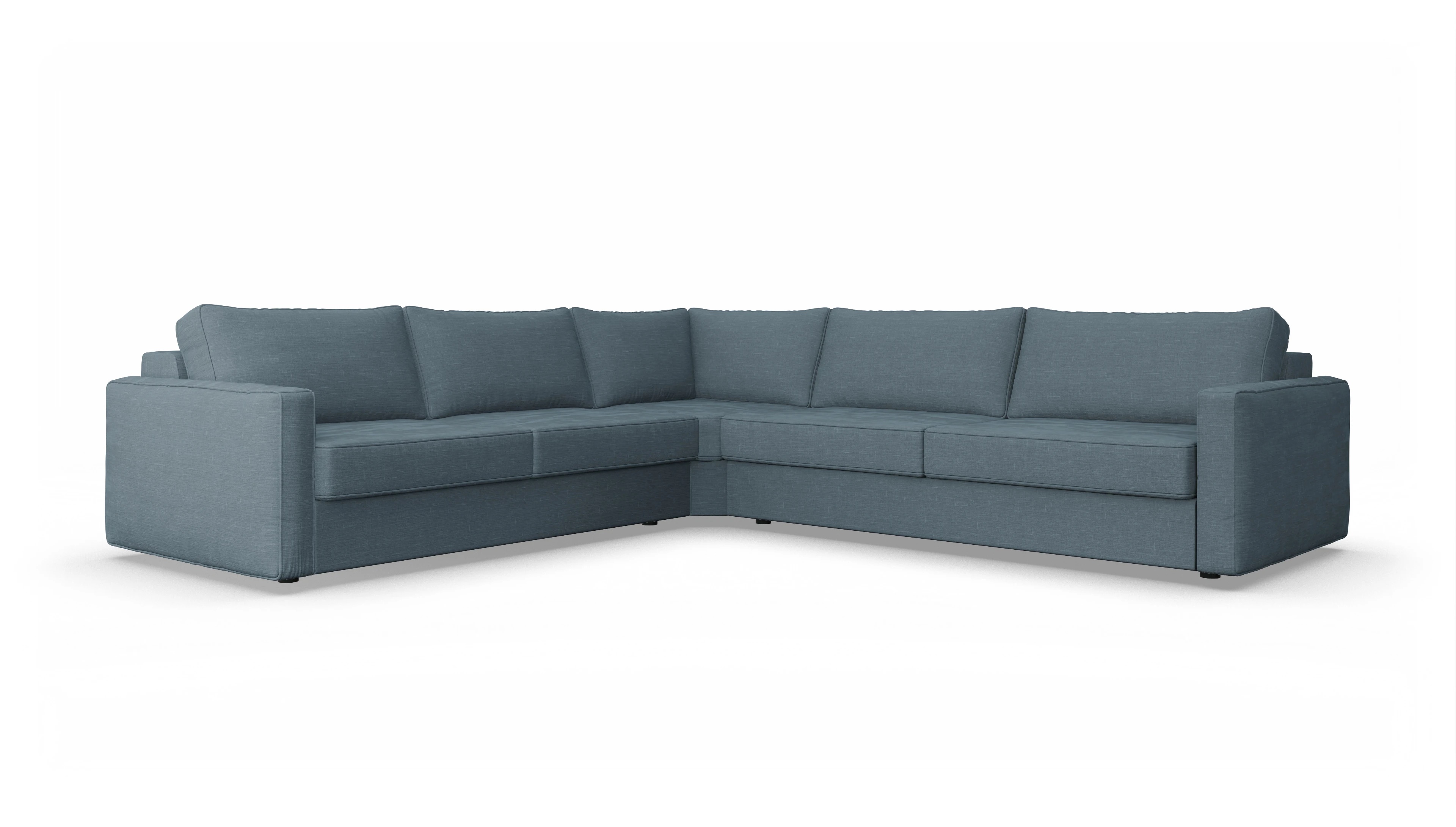 Design-Couch Ferali Ansicht des Produktes Ferali Ecksofa Links in Stoff blau