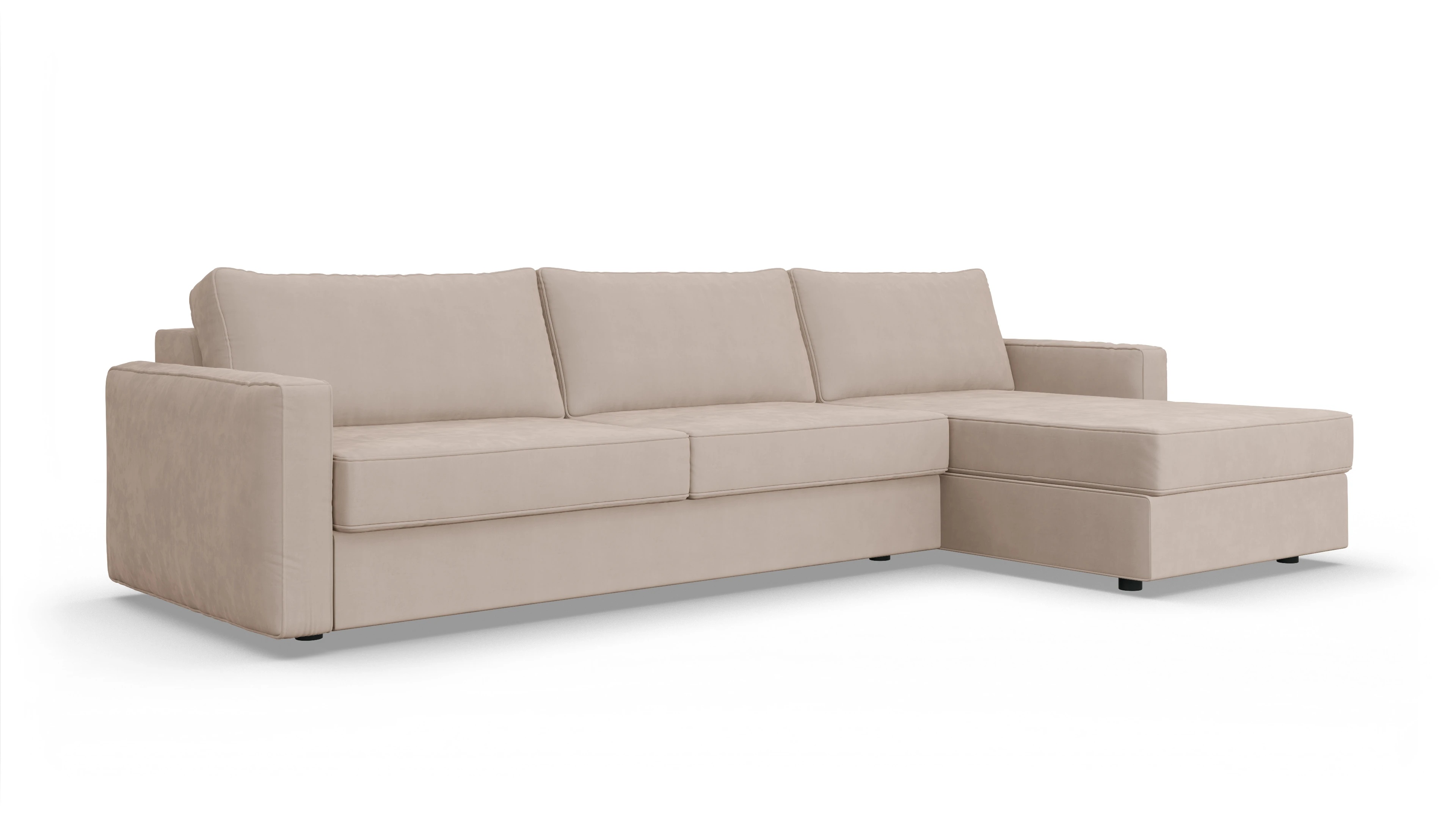 Design-Couch Ferali Ansicht des Produktes Ferali Sofa mit Rec rechts in Samt beige