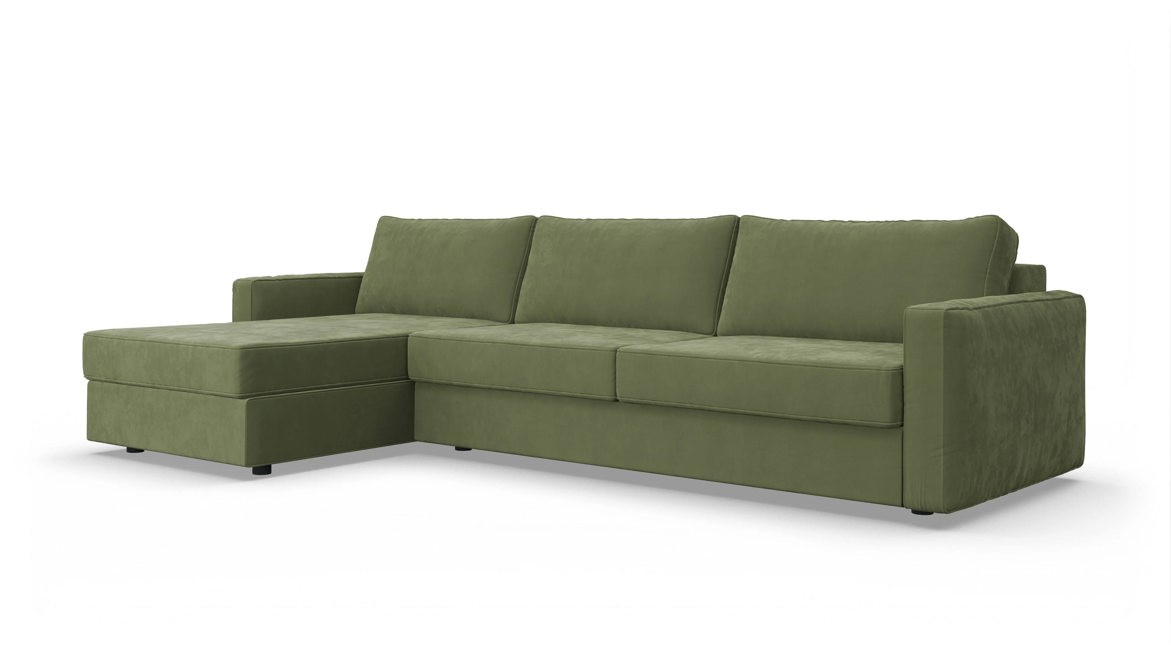 Design-Couch Ferali Ansicht des Produktes Ferali Sofa mit Rec links in Samt grün