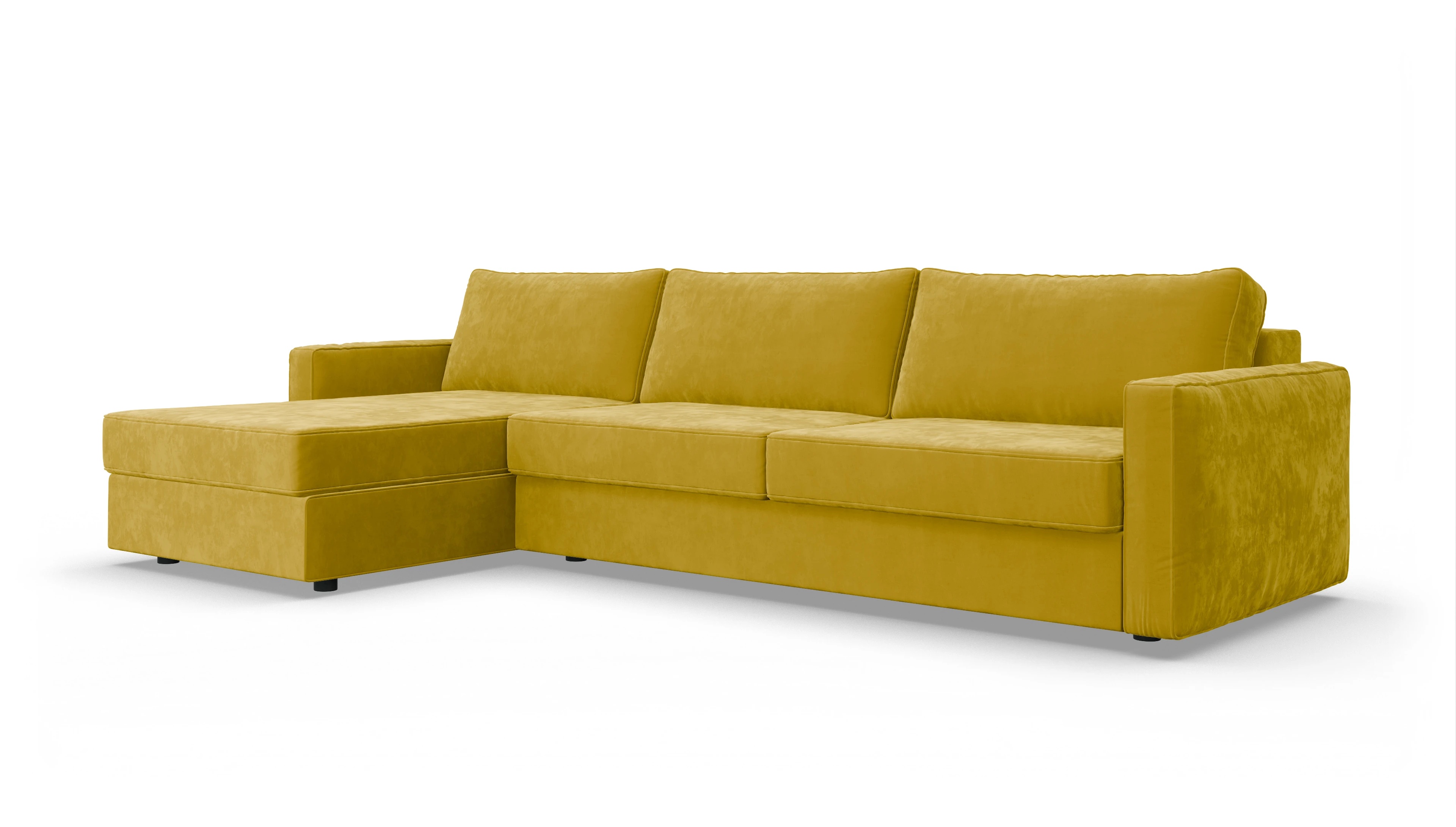 Ansicht des Produktes Ferali Sofa mit Rec links in Samt gelb