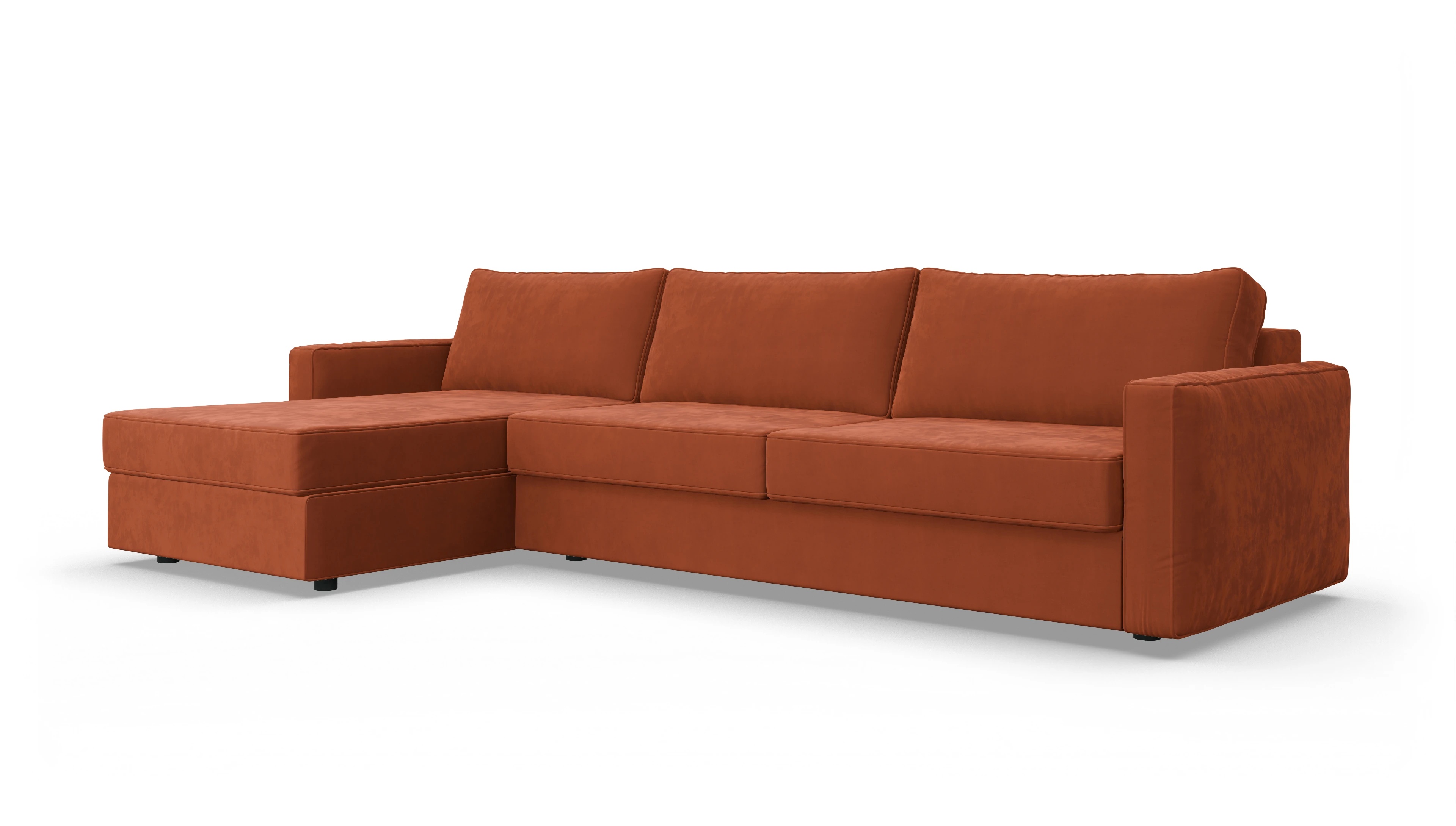 Ansicht des Produktes Ferali Sofa mit Rec links in Samt orange