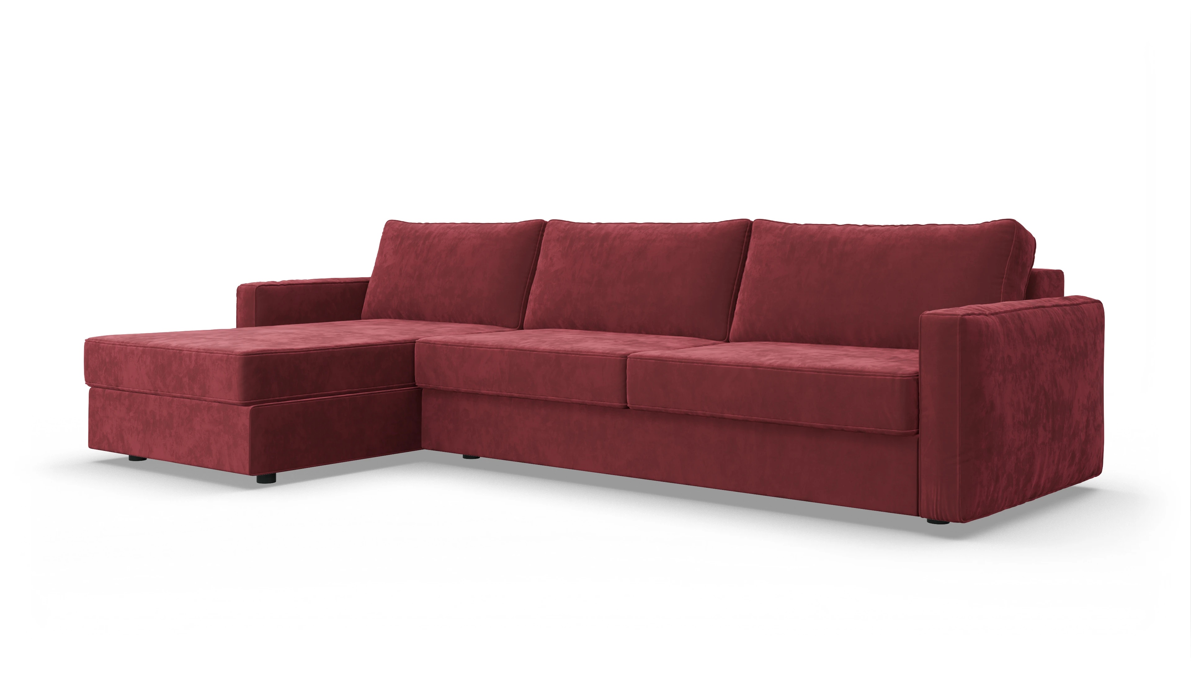 Ansicht des Produktes Ferali Sofa mit Rec links in Samt rot