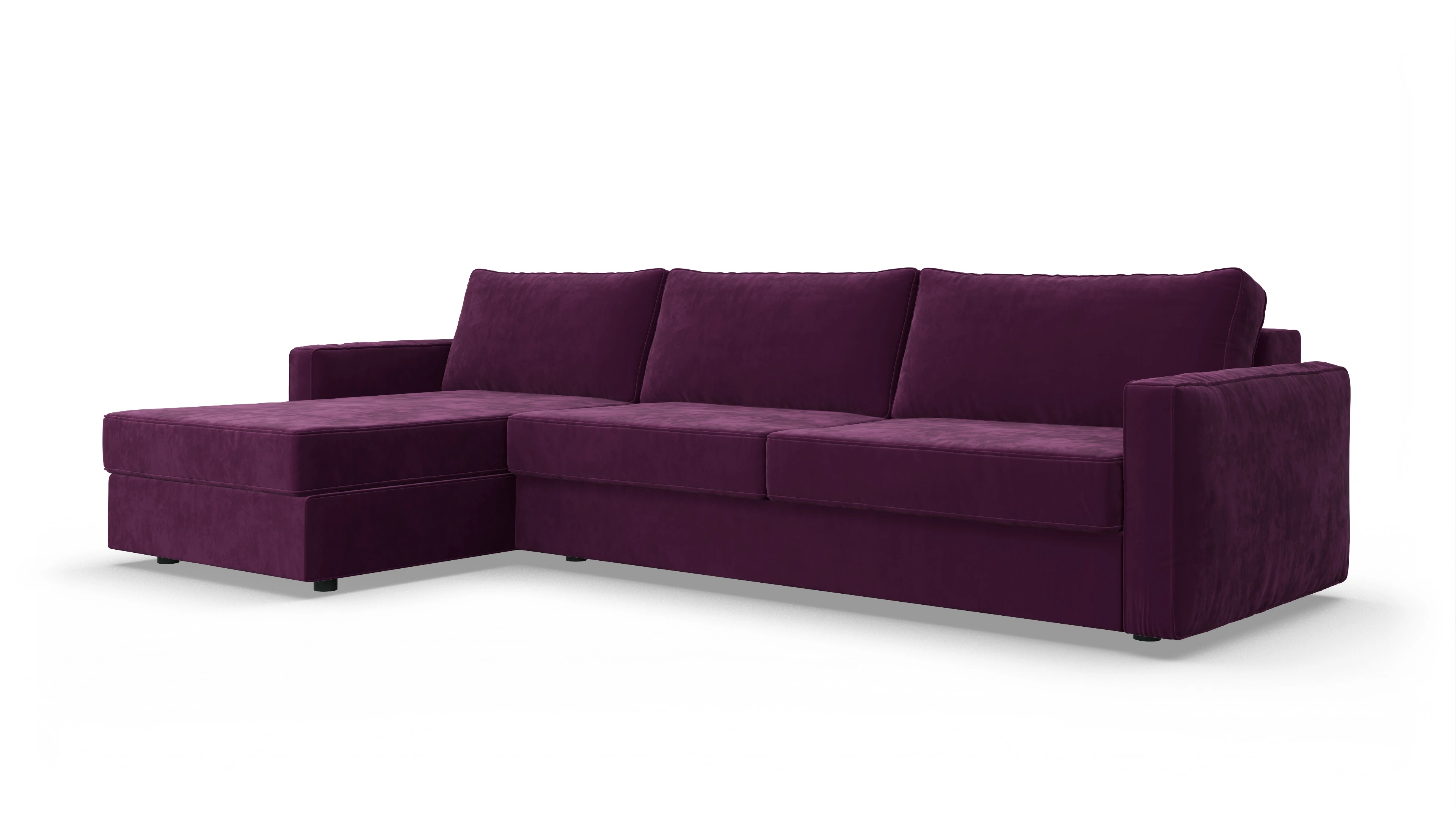 Design-Couch Ferali Ansicht des Produktes Ferali Sofa mit Rec links in Samt rot