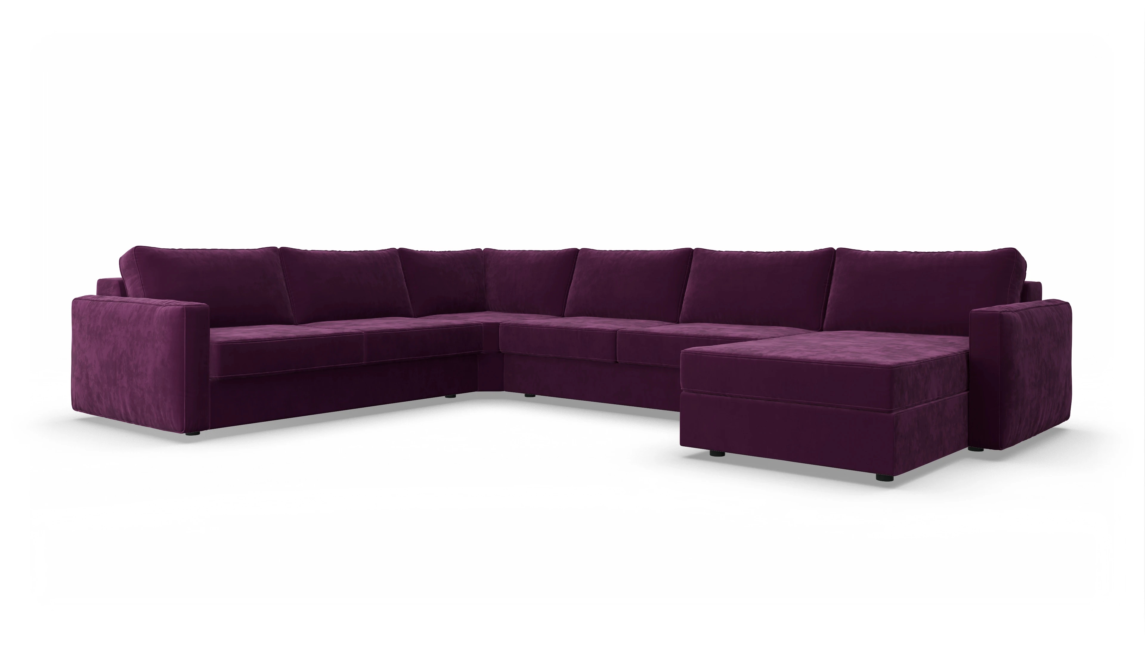 Design-Couch Ferali Ansicht des Produktes Ferali U-Form links in Samt rot