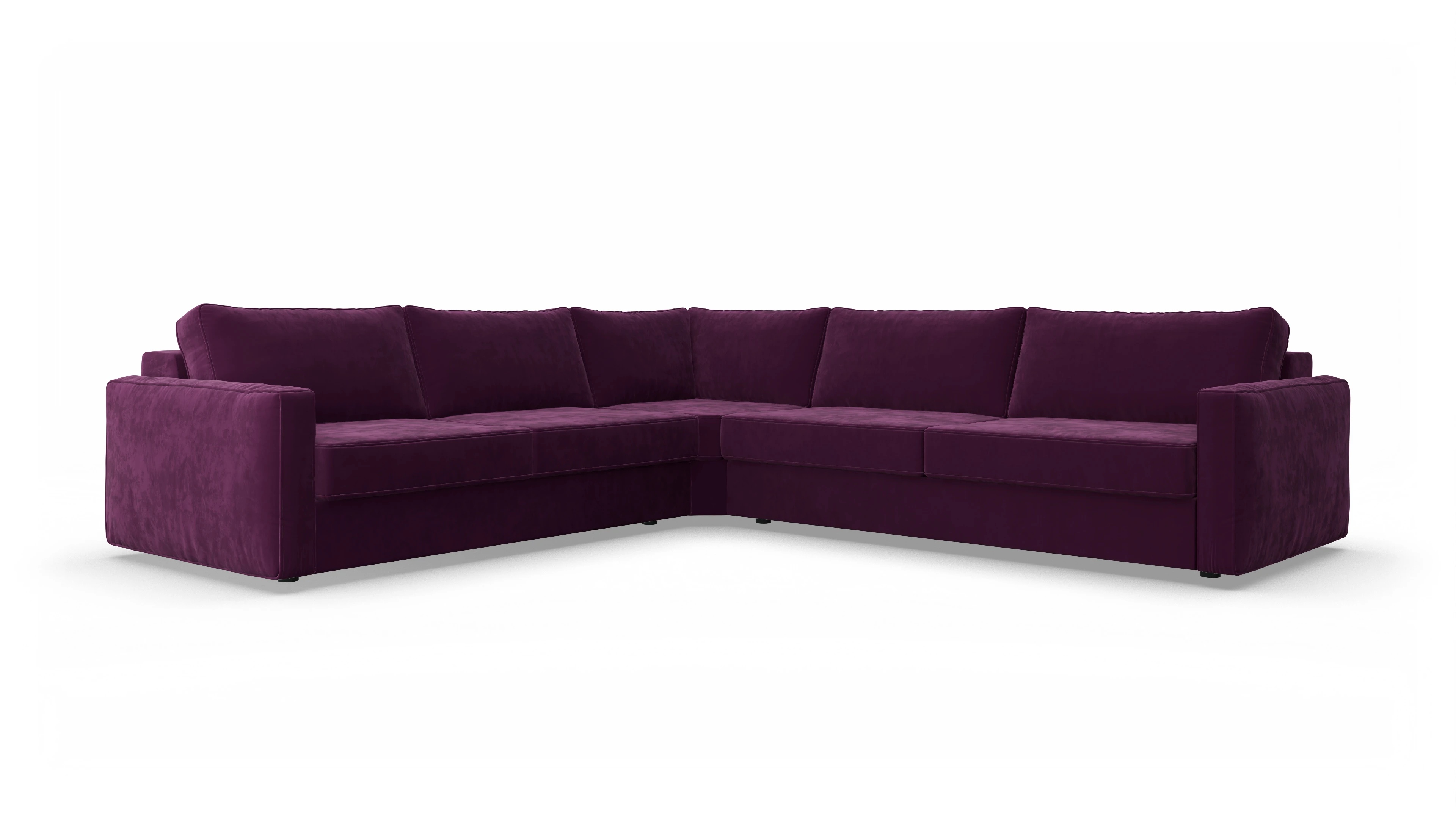 Design-Couch Ferali Ansicht des Produktes Ferali Ecksofa Links in Samt rot