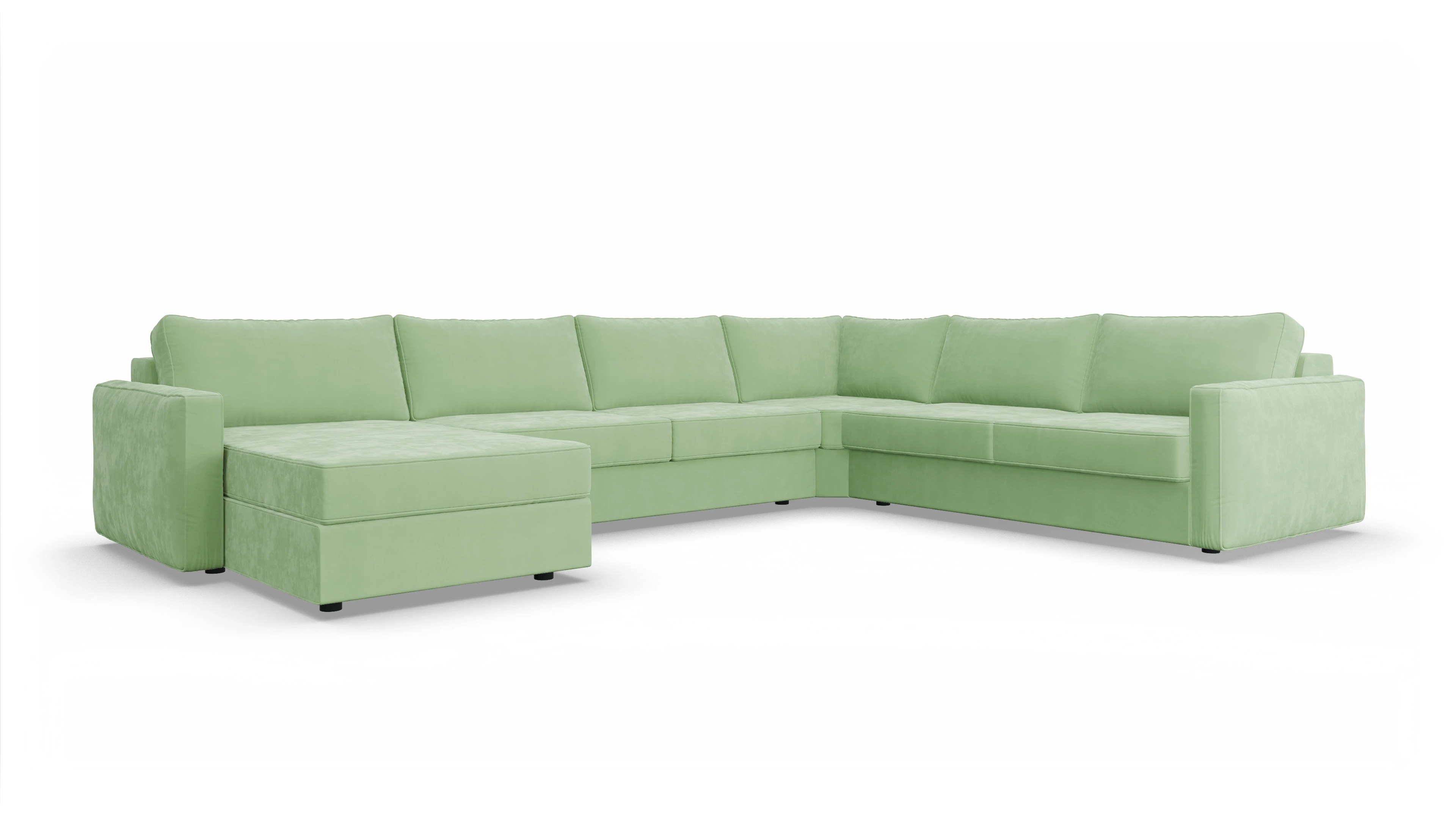 Design-Couch Ferali Ansicht des Produktes Ferali U-Form rechts in Samt grün