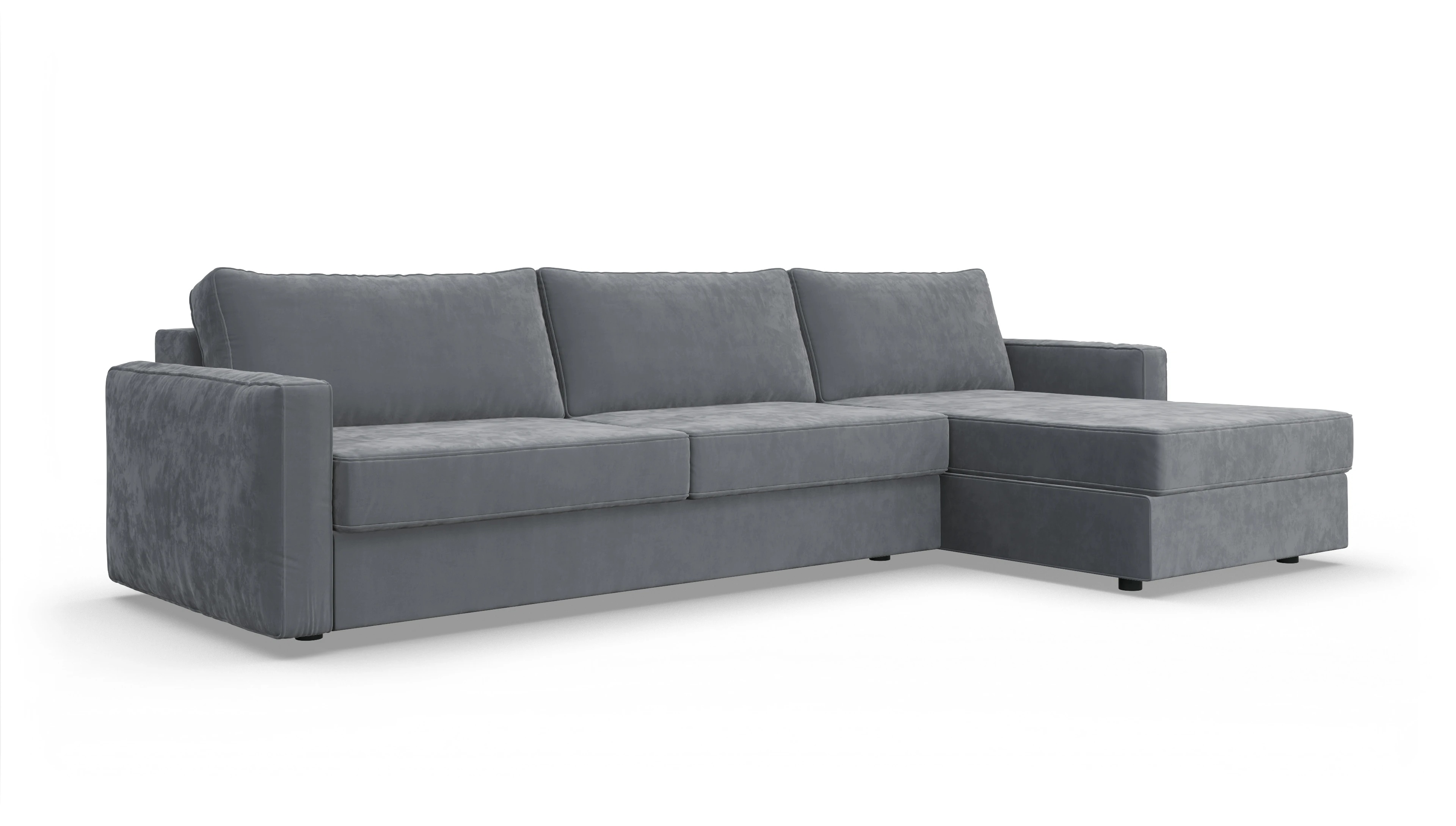 Design-Couch Ferali Ansicht des Produktes Ferali Sofa mit Rec rechts in Samt grau