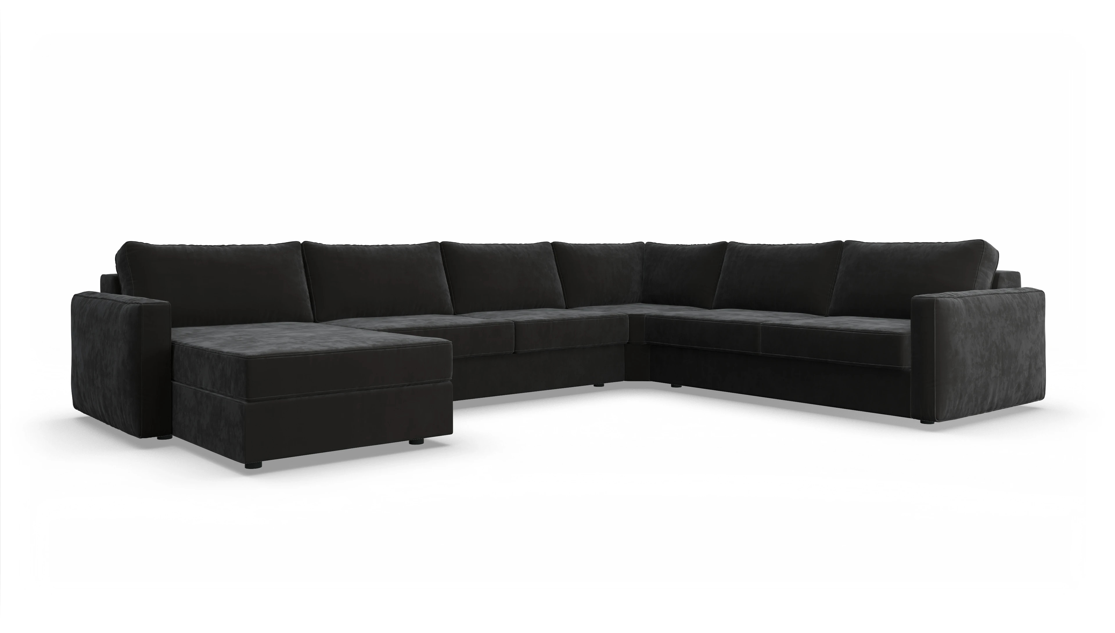 Design-Couch Ferali Ansicht des Produktes Ferali U-Form rechts in Samt grau