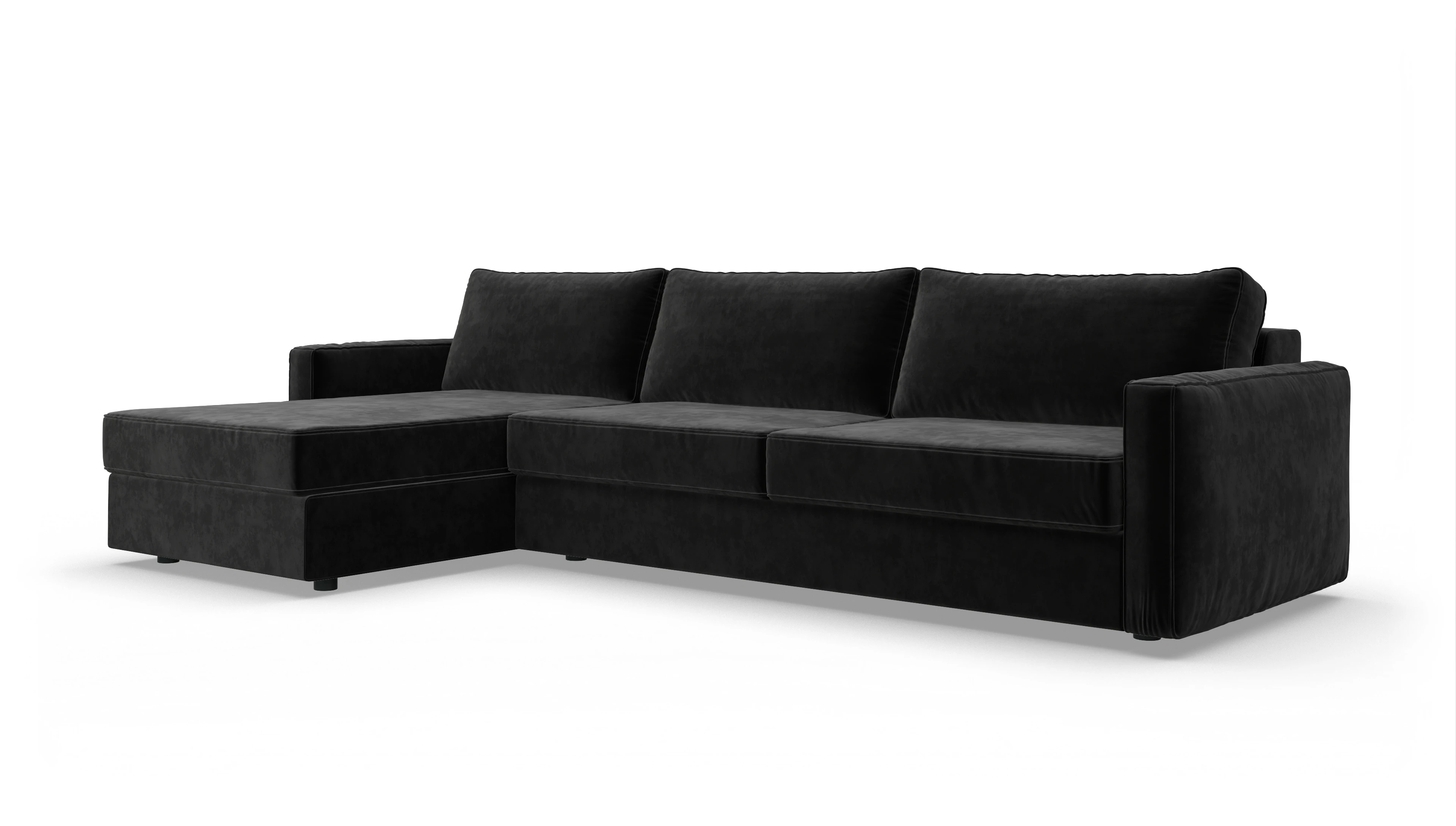 Design-Couch Ferali Ansicht des Produktes Ferali Sofa mit Rec links in Samt schwarz