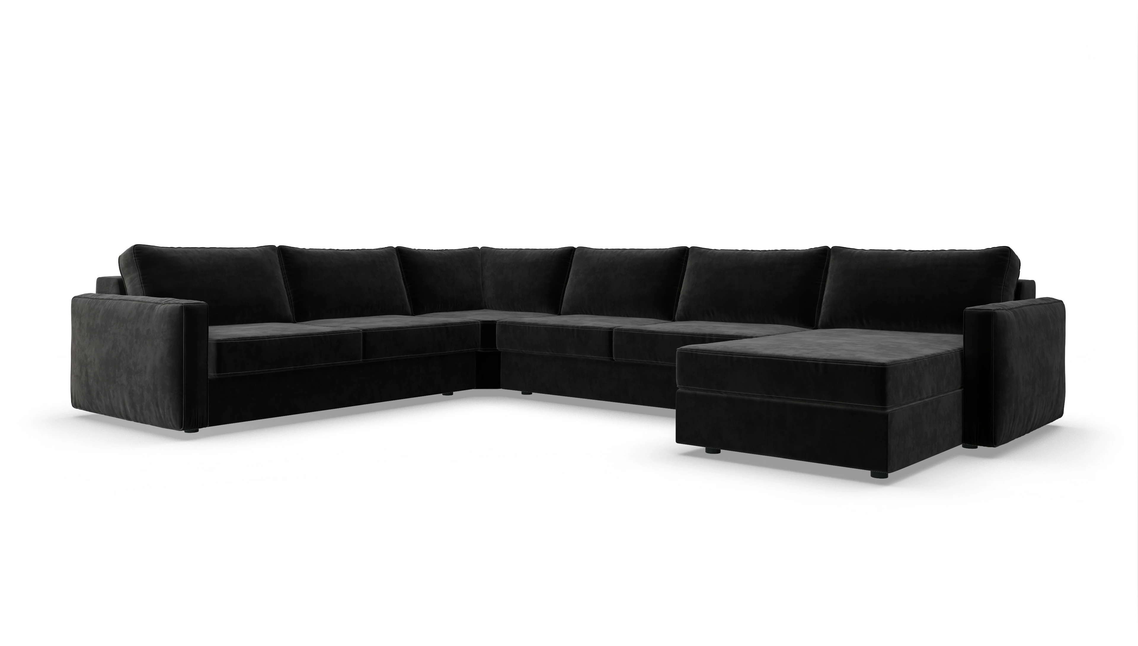 Design-Couch Ferali Ansicht des Produktes Ferali U-Form links in Samt schwarz
