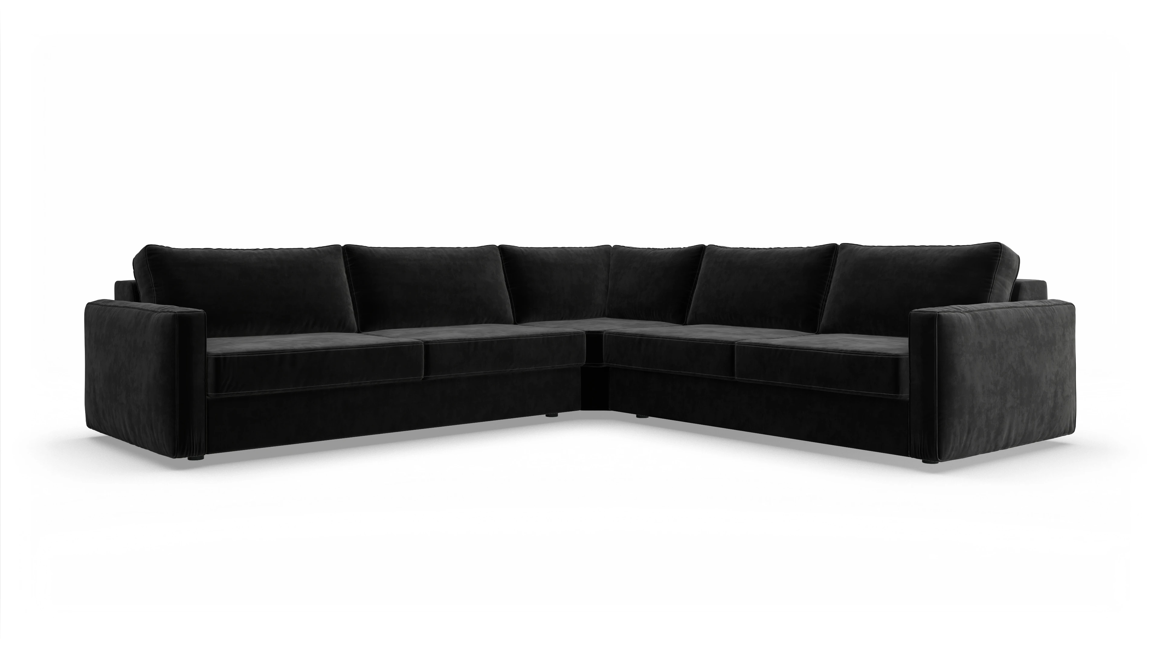 Design-Couch Ferali Ansicht des Produktes Ferali Ecksofa Rechts in Samt schwarz