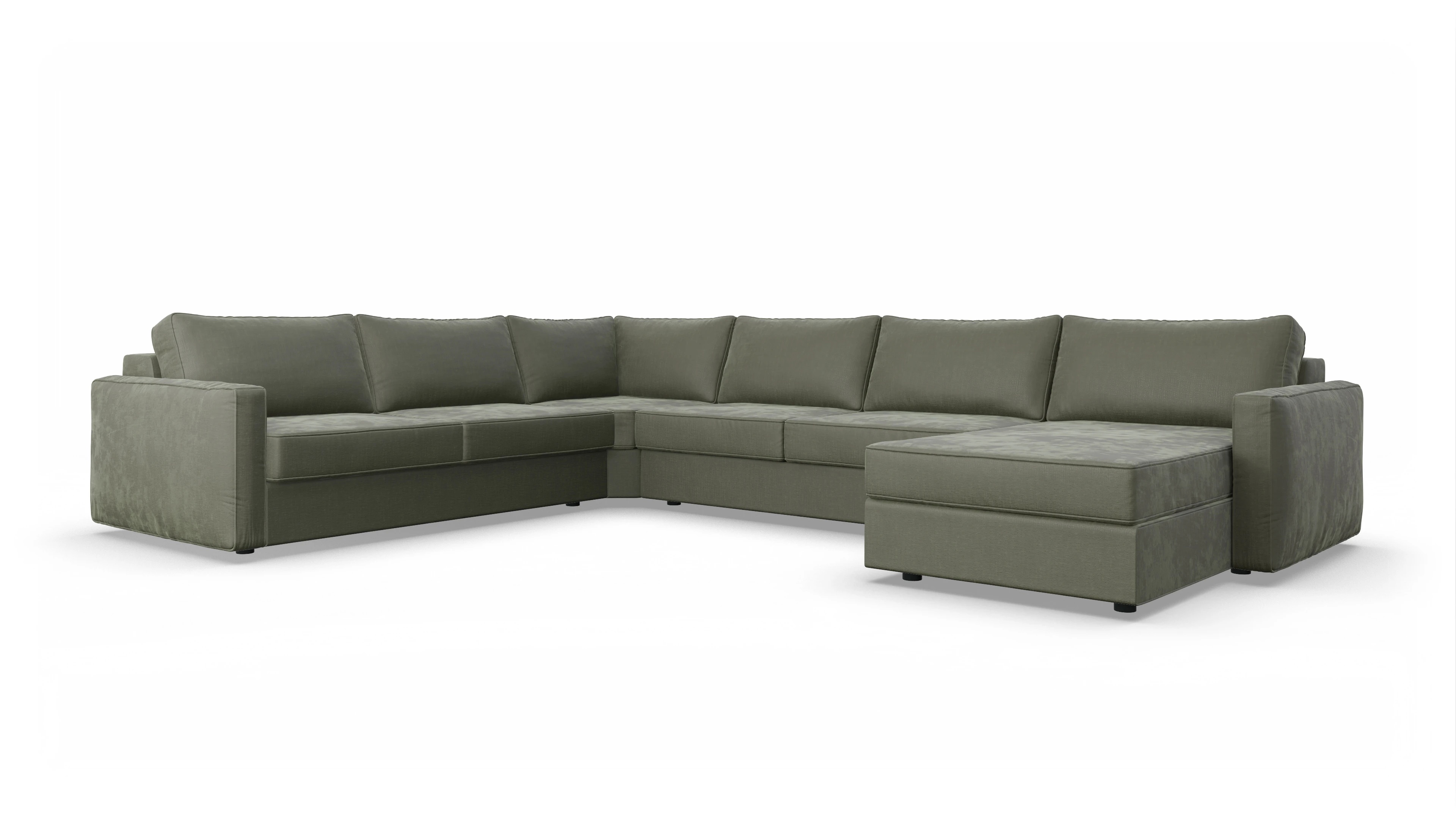 Design-Couch Ferali Ansicht des Produktes Ferali U-Form links in Stoff grün