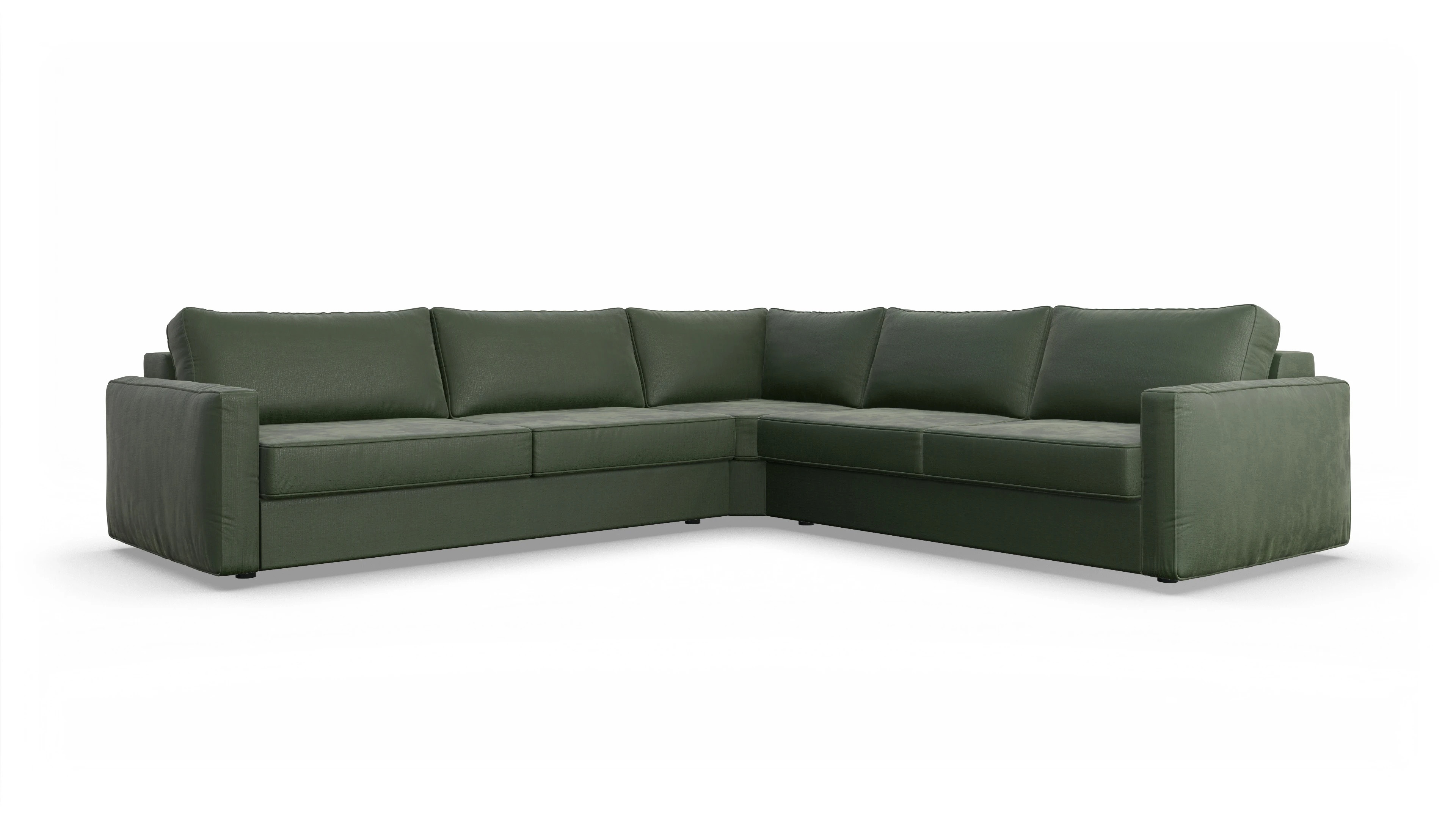 Design-Couch Ferali Ansicht des Produktes Ferali Ecksofa Rechts in Stoff grün