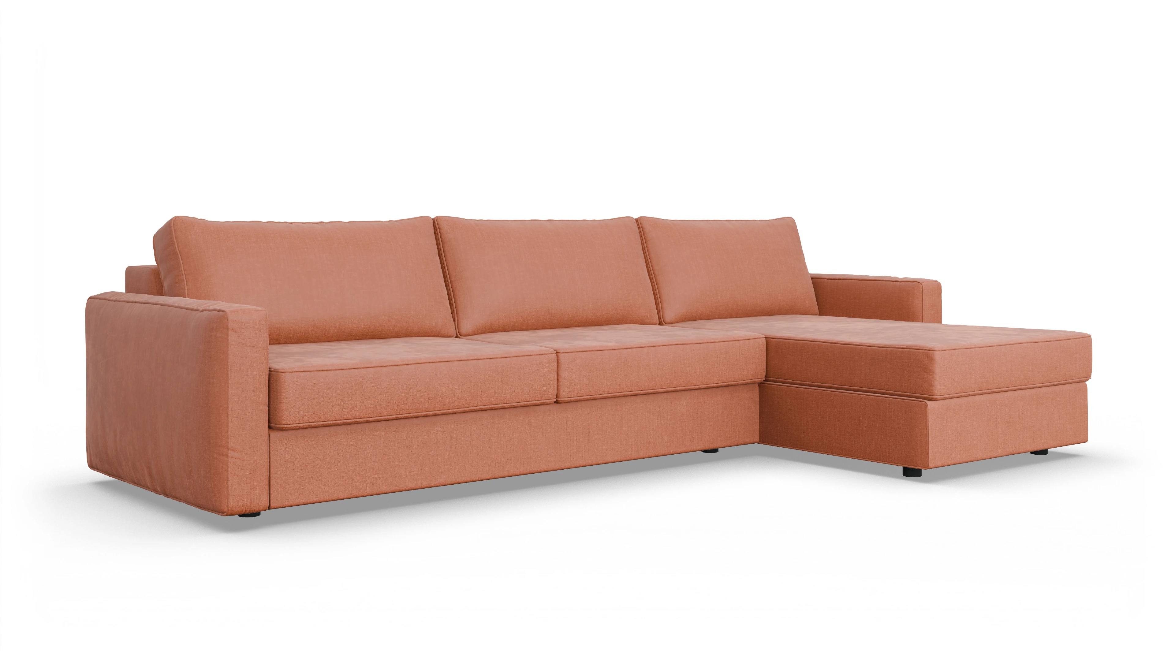 Design-Couch Ferali Ansicht des Produktes Ferali Sofa mit Rec rechts in Stoff orange