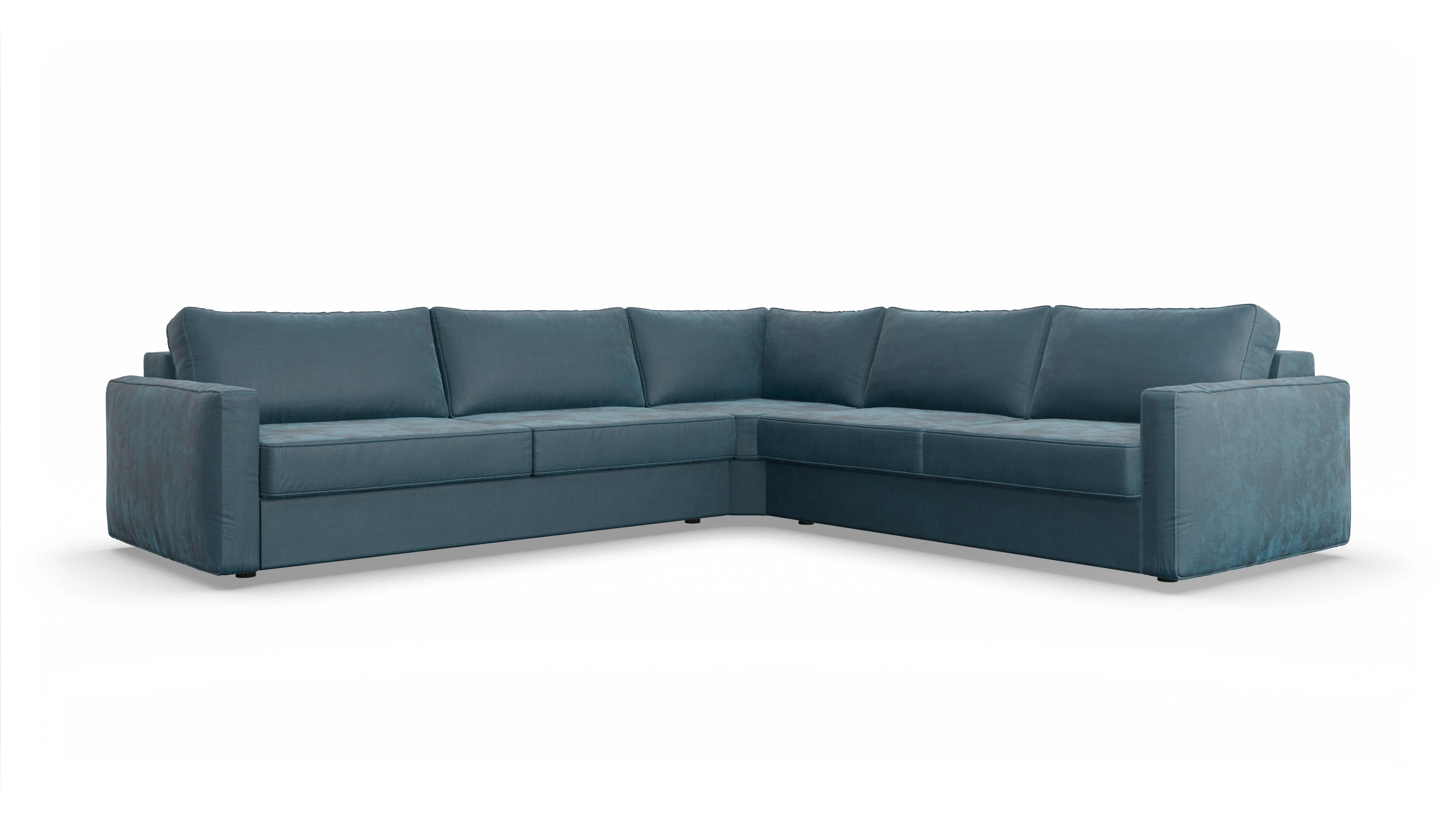 Design-Couch Ferali Ansicht des Produktes Ferali Ecksofa Rechts in Stoff blau