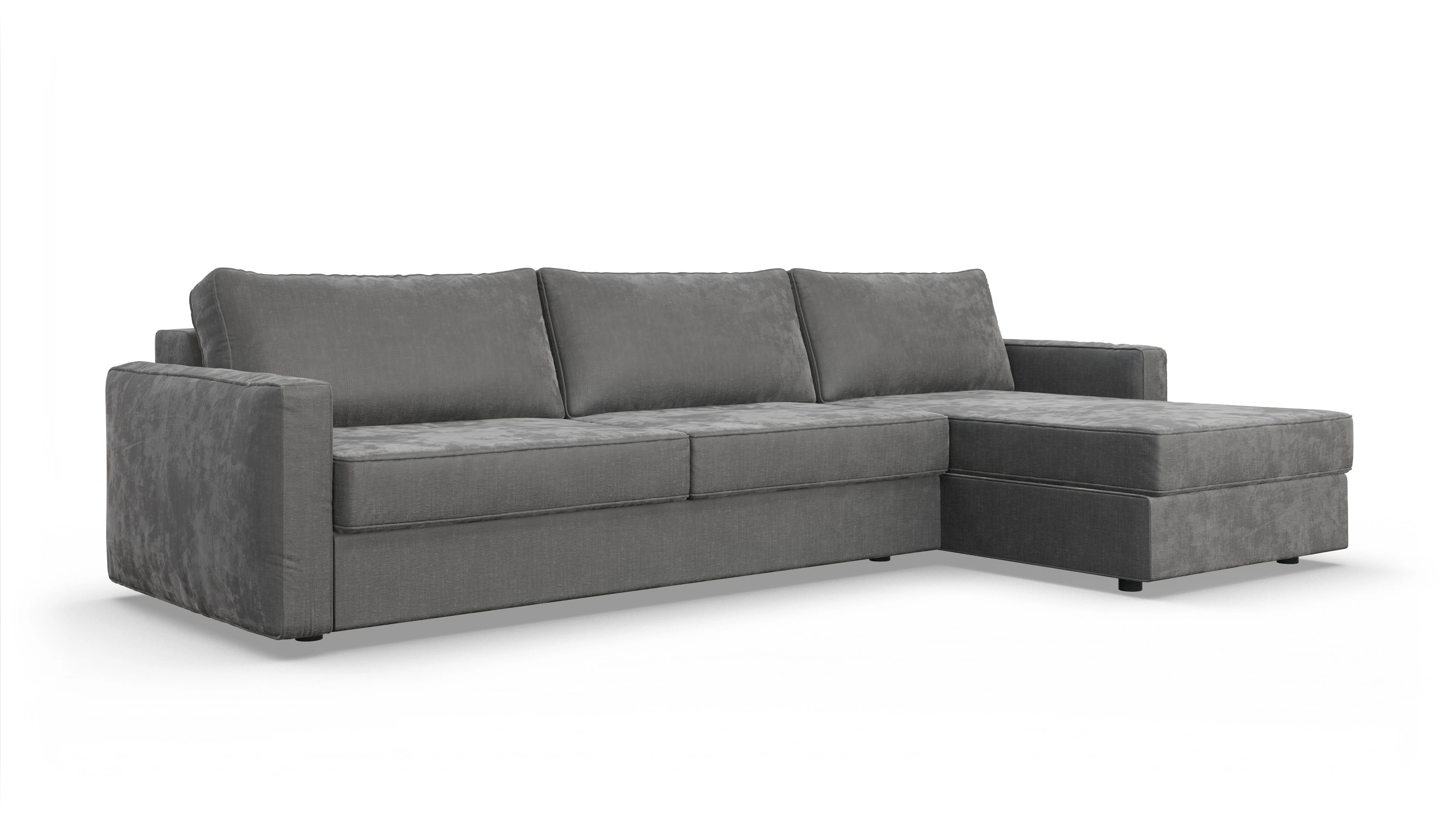 Design-Couch Ferali Ansicht des Produktes Ferali Sofa mit Rec rechts in Stoff grau