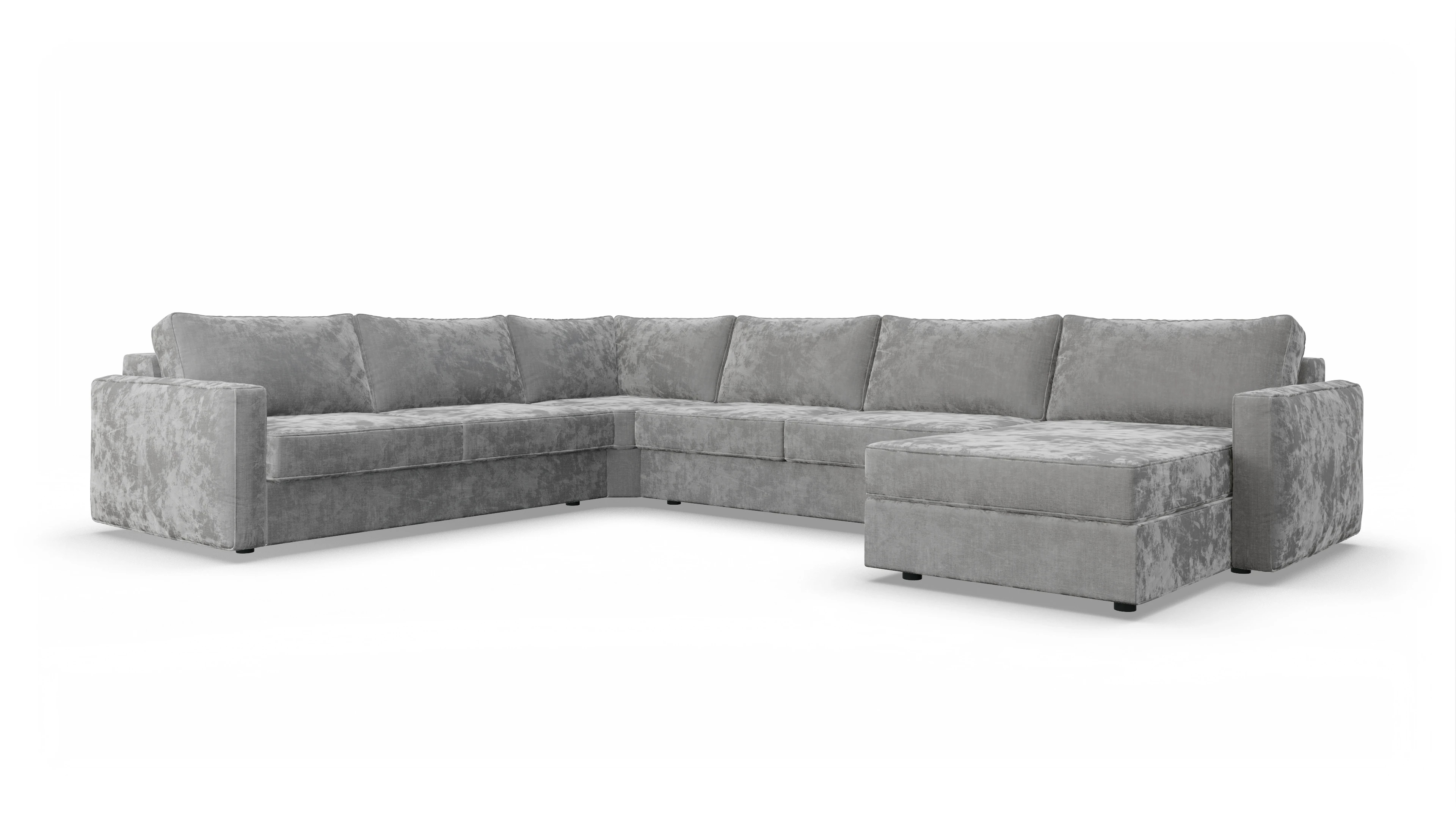 Design-Couch Ferali Ansicht des Produktes Ferali U-Form links in Stoff grau
