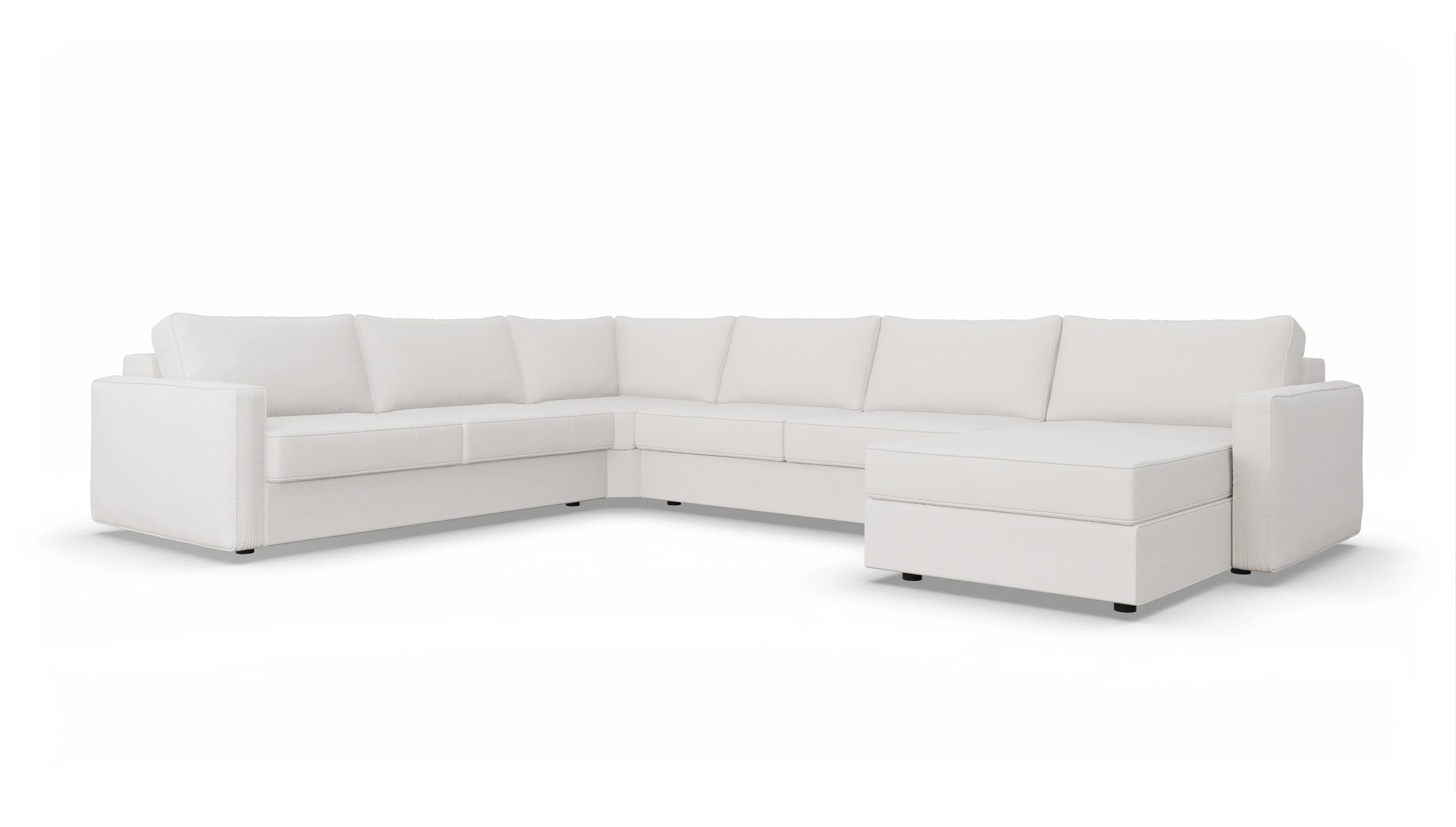 Design-Couch Ferali Ansicht des Produktes Ferali U-Form links in Stoff weiß