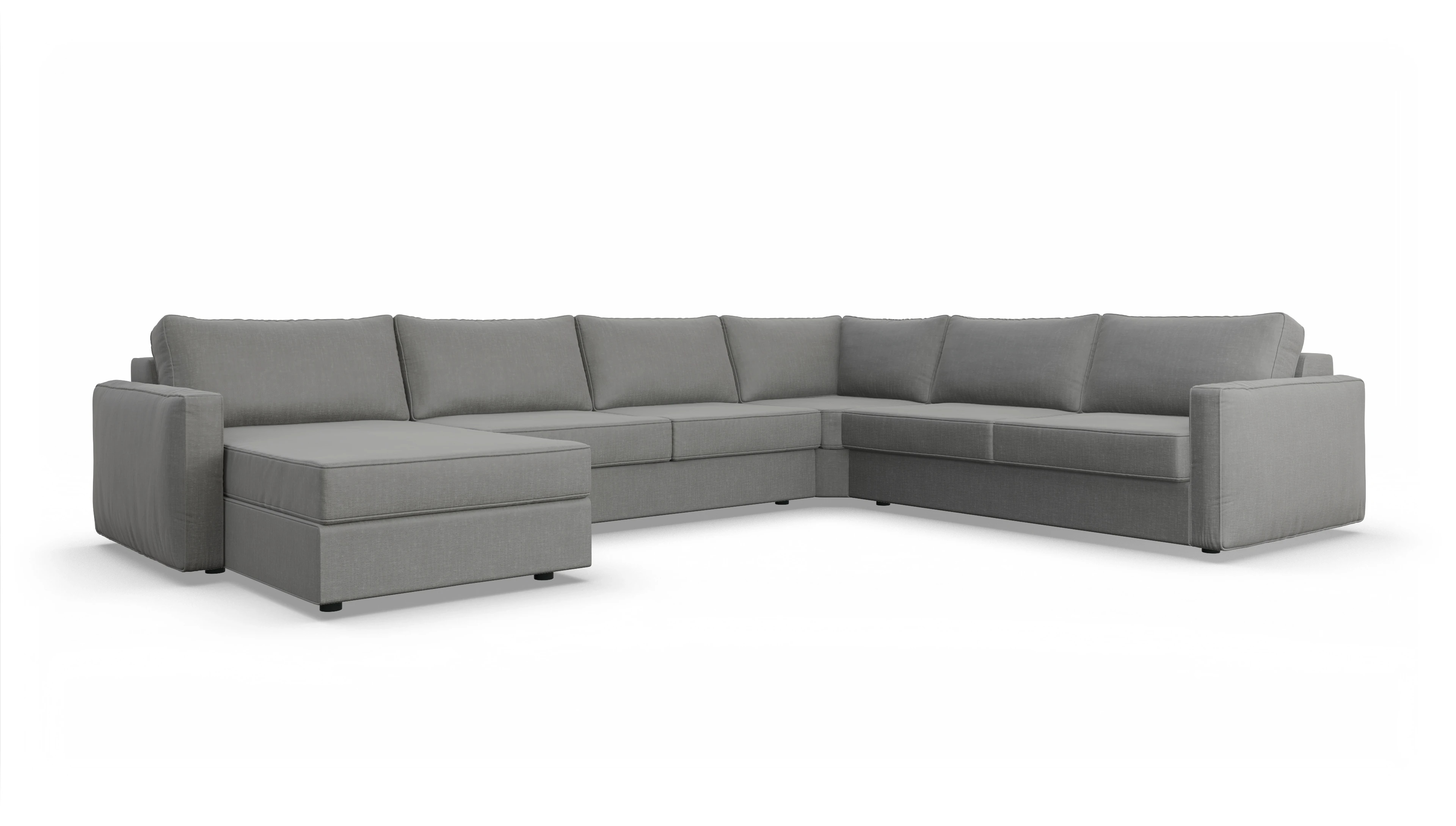 Design-Couch Ferali Ansicht des Produktes Ferali U-Form rechts in Stoff grau