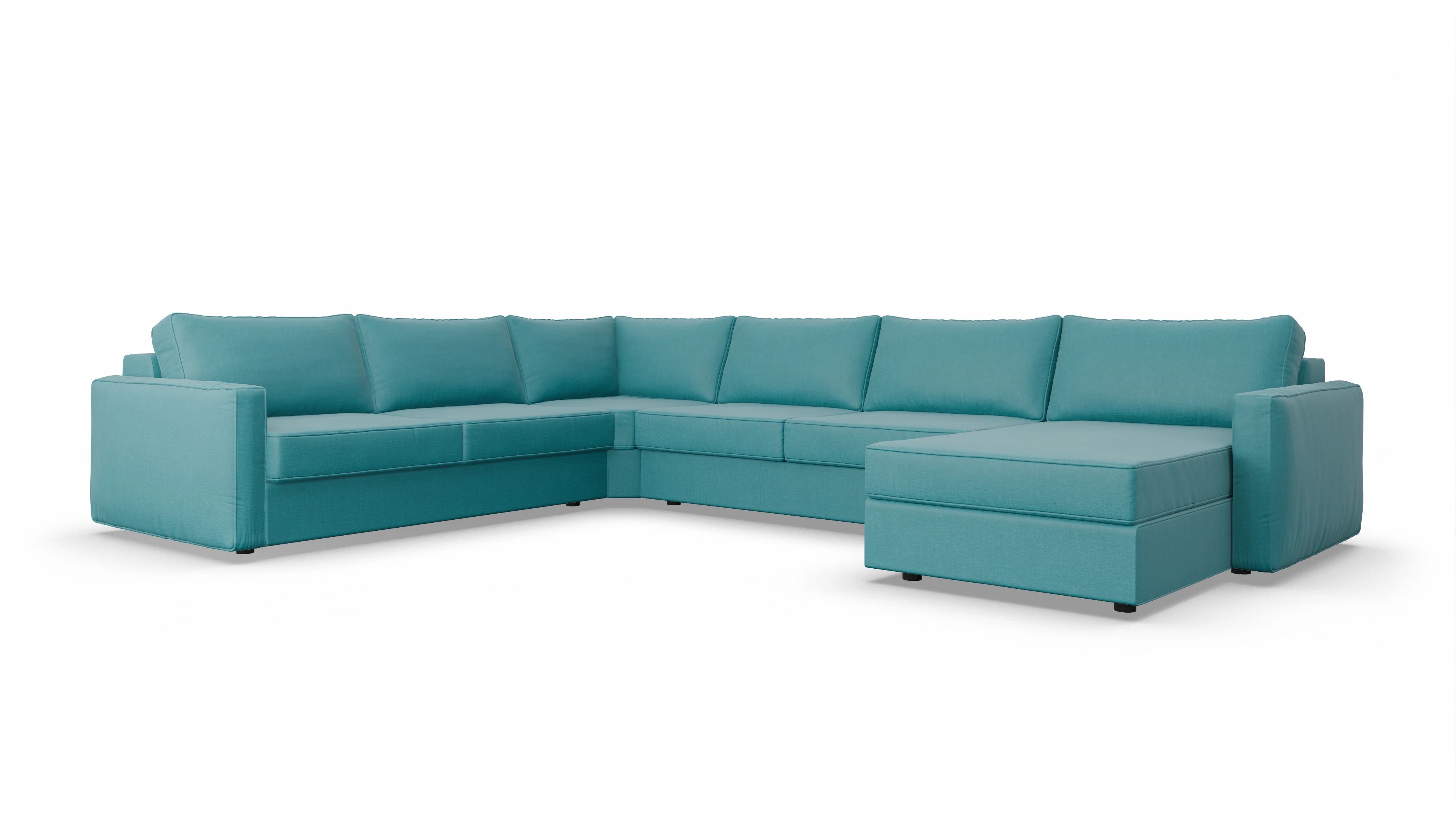 Ansicht des Produktes Ferali U-Form links in Stoff blau