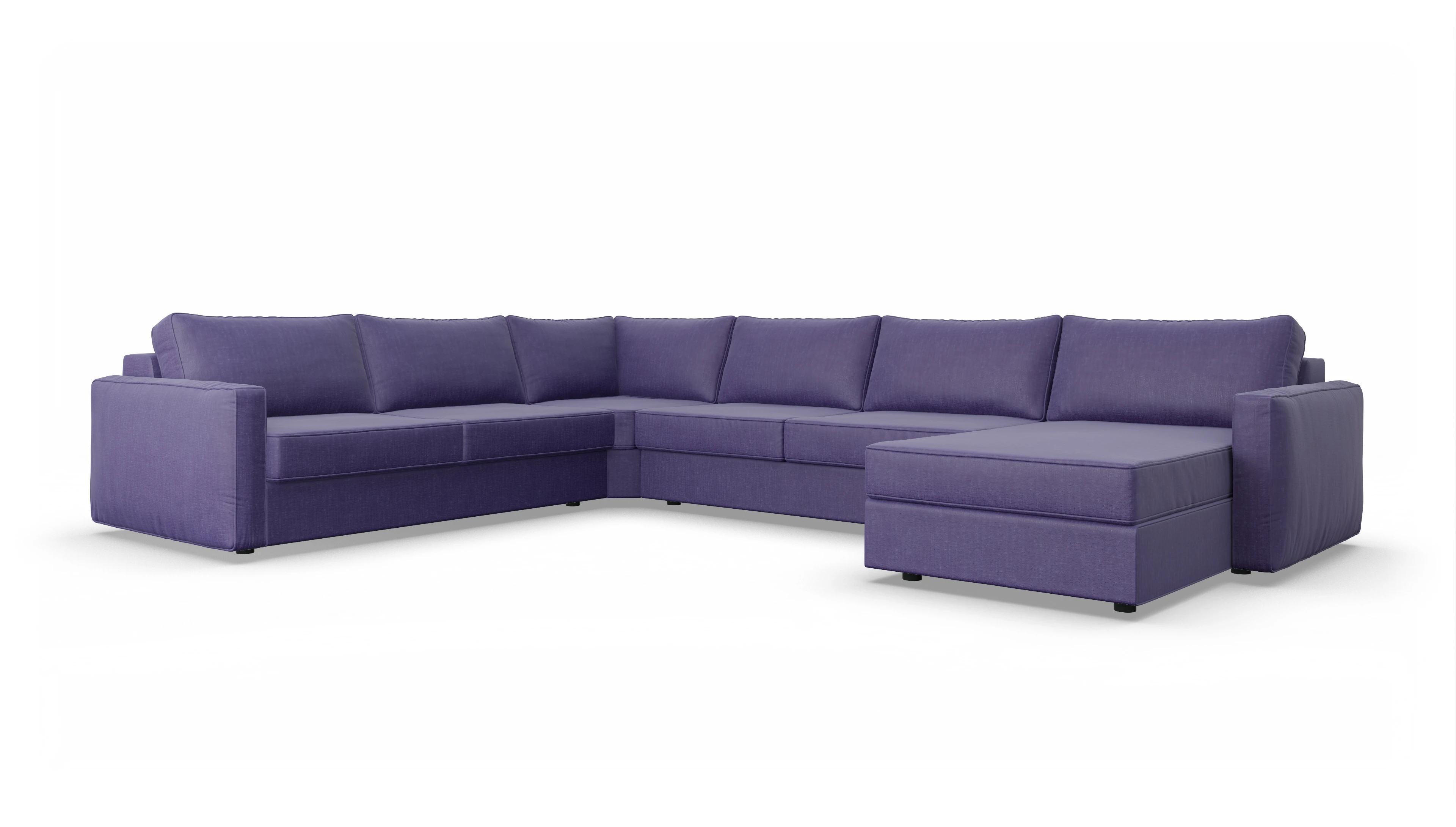 Design-Couch Ferali Ansicht des Produktes Ferali U-Form links in Stoff blau