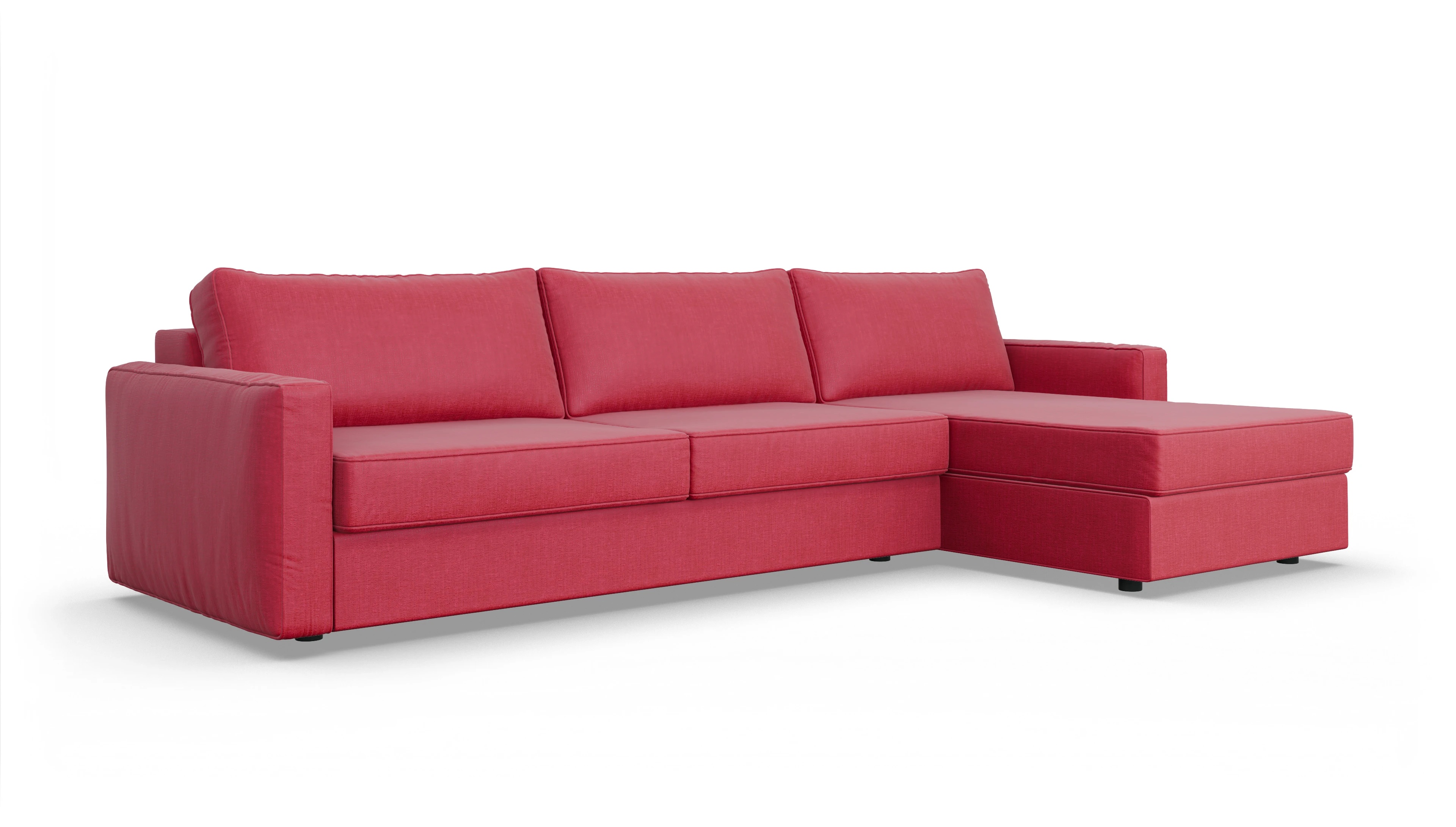 Design-Couch Ferali Ansicht des Produktes Ferali Sofa mit Rec rechts in Stoff rot