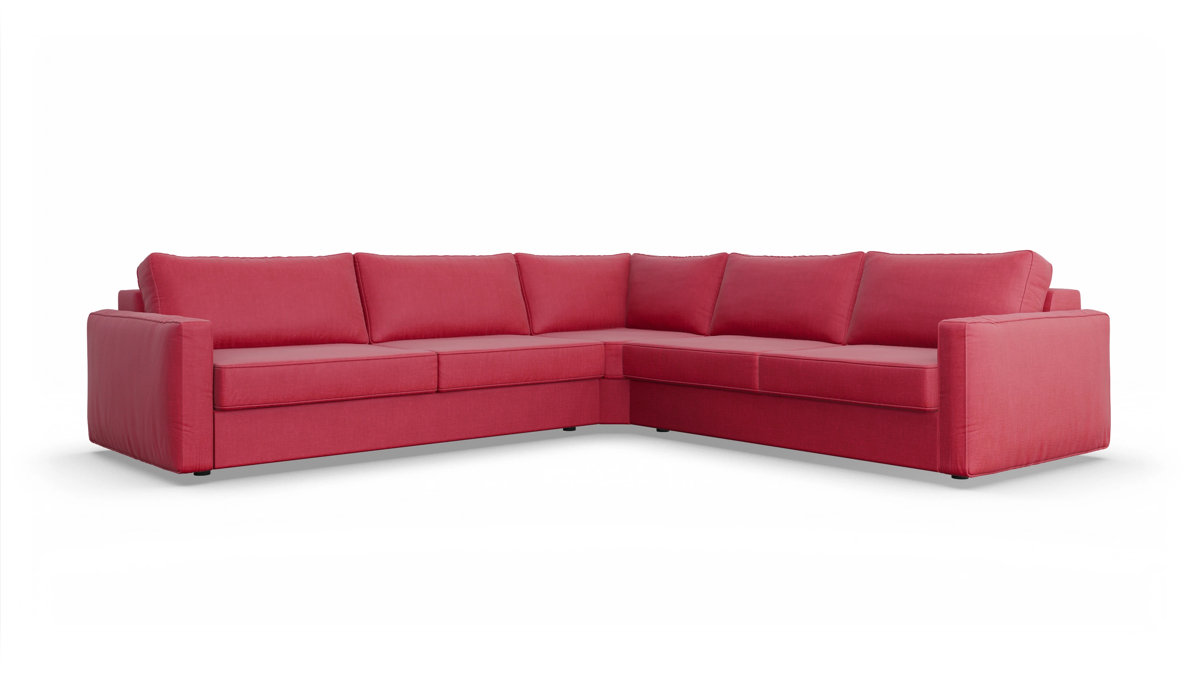 Design-Couch Ferali Ansicht des Produktes Ferali Ecksofa Rechts in Stoff rot