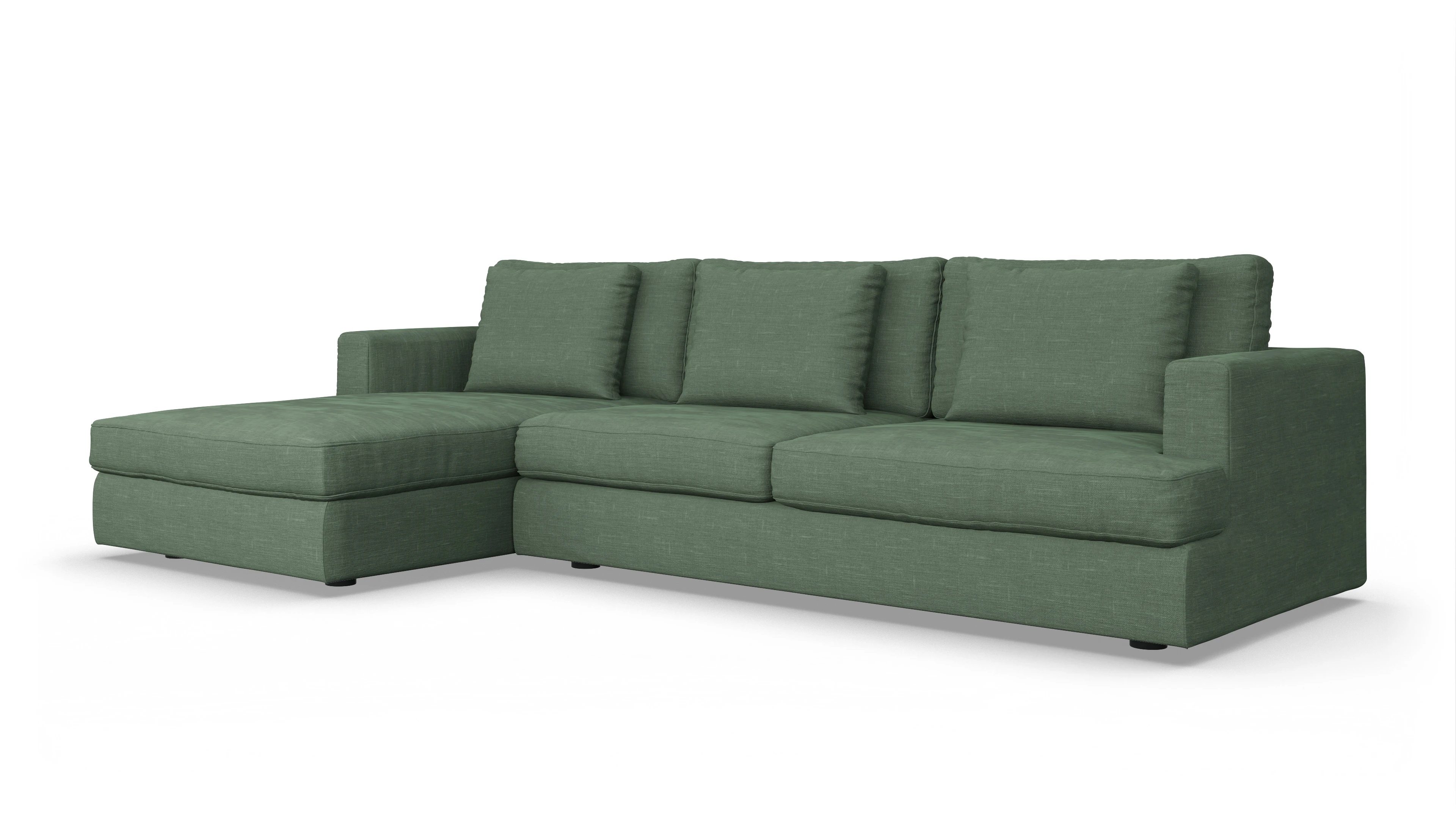 Ansicht des Produktes Sospiri Sofa mit Rec links in Stoff grün